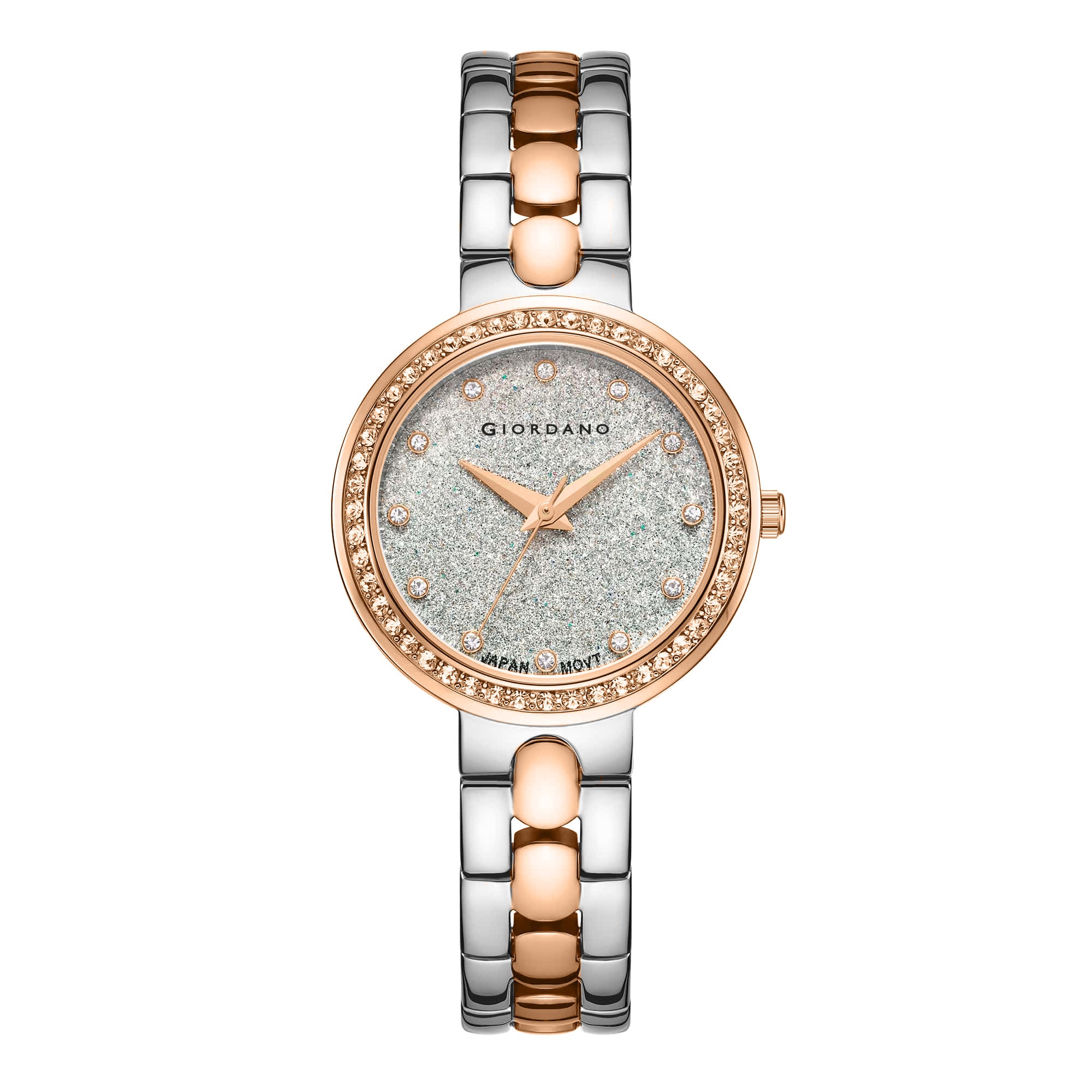Giordano Silver Shimmer Collection Analog Watch for Women with Diamond Studded Case, Shimmer Dial and Stylish Stainless Steel Strap A2068-66 - Image 4