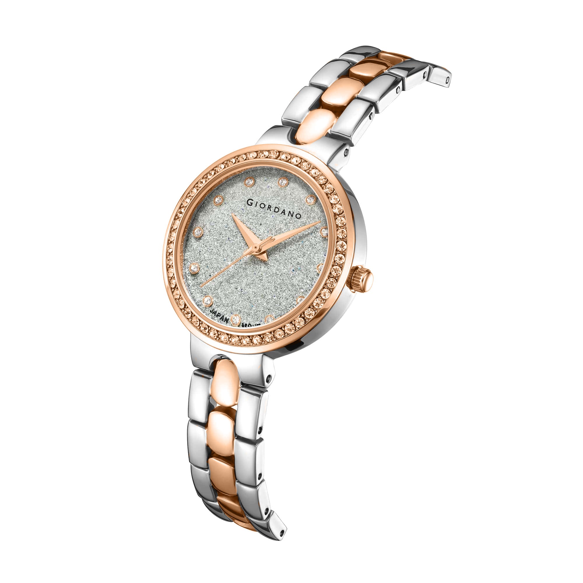 Giordano Silver Shimmer Collection Analog Watch for Women with Diamond Studded Case, Shimmer Dial and Stylish Stainless Steel Strap A2068-66 - Image 5