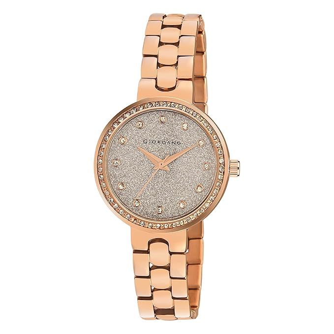 Giordano Silver  Shimmer Collection Analog Watch for Women with Diamond Studded Case, Shimmer Dial and Stylish Stainless Steel Strap A2068-77 - Image 3