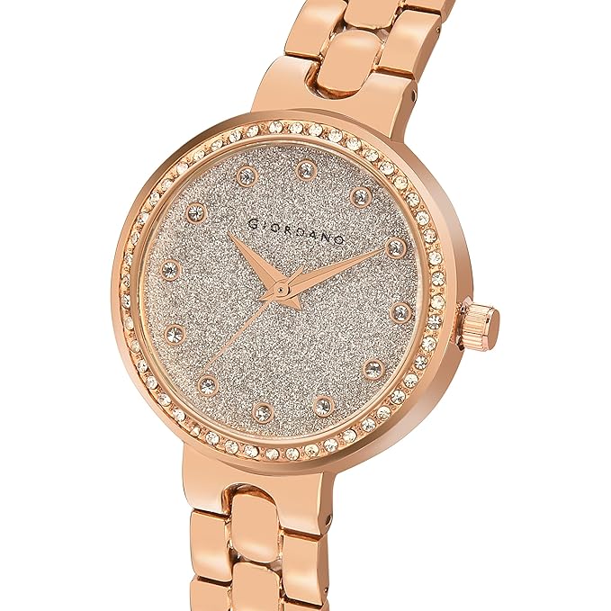 Giordano Silver  Shimmer Collection Analog Watch for Women with Diamond Studded Case, Shimmer Dial and Stylish Stainless Steel Strap A2068-77 - Image 4