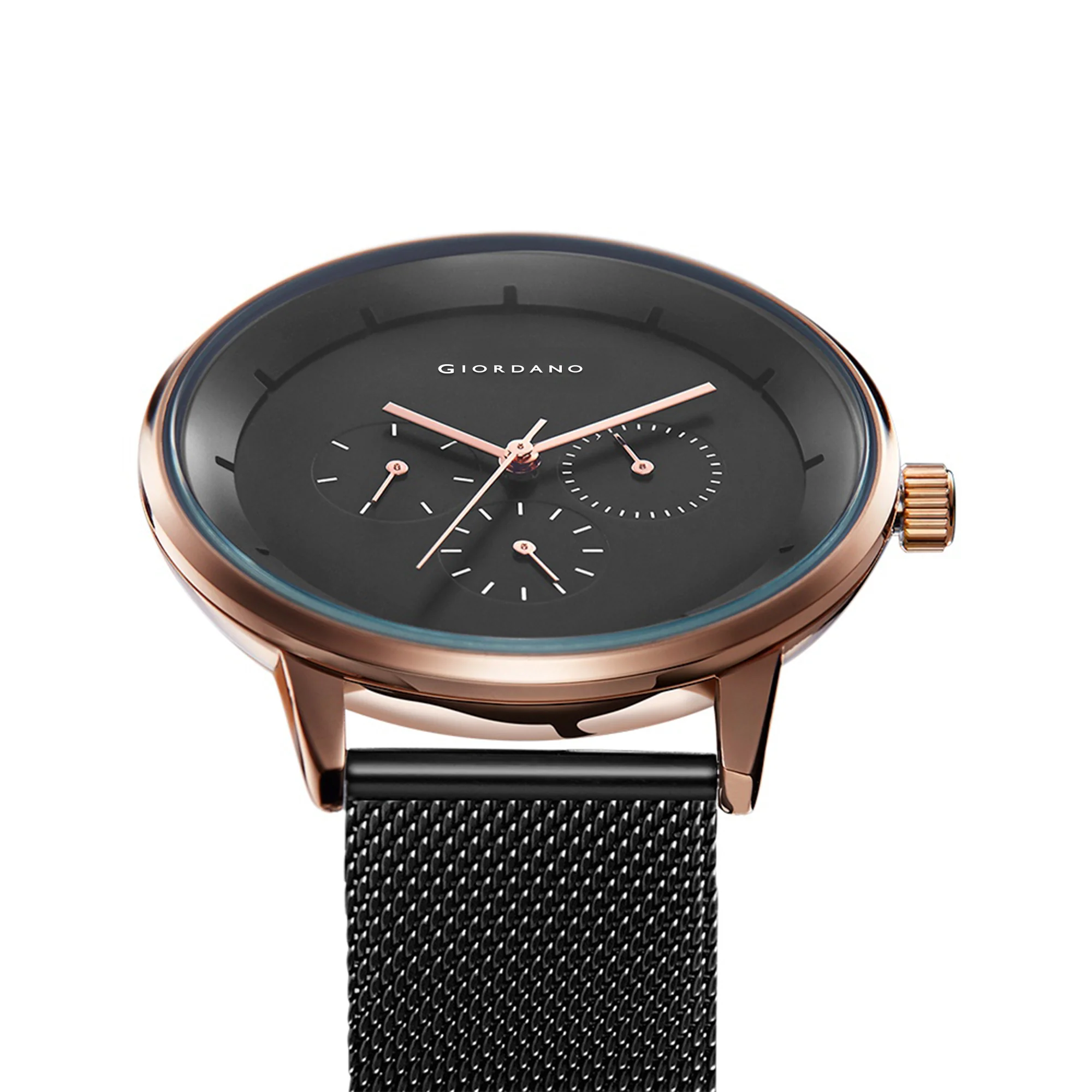 Giordano Skyscrapper Collection Multi-Function Rose Gold Watch for Man with White Dial and Rose Gold Metal Mesh Strap Wrist Watches for Men, with Classy Mesh Band | GZ-50005-33 - Image 6