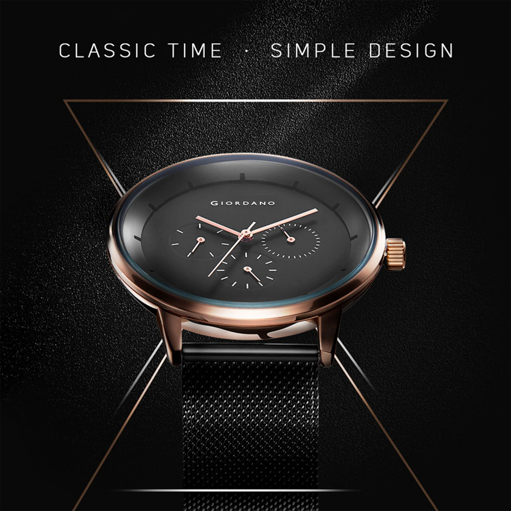 Giordano Skyscrapper Collection Multi-Function Rose Gold Watch for Man with White Dial and Rose Gold Metal Mesh Strap Wrist Watches for Men, with Classy Mesh Band | GZ-50005-33 - Image 7