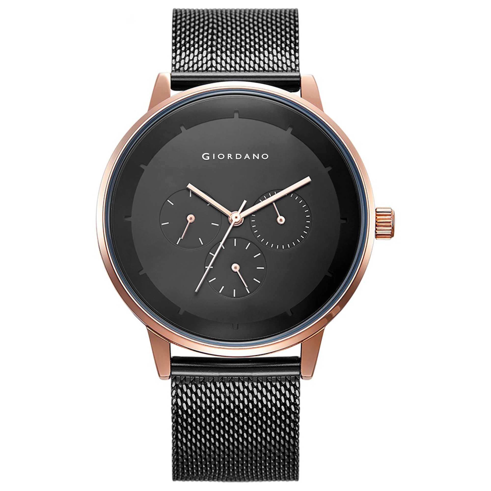 Giordano Skyscrapper Collection Multi-Function Rose Gold Watch for Man with White Dial and Rose Gold Metal Mesh Strap Wrist Watches for Men, with Classy Mesh Band | GZ-50005-33 - Image 9