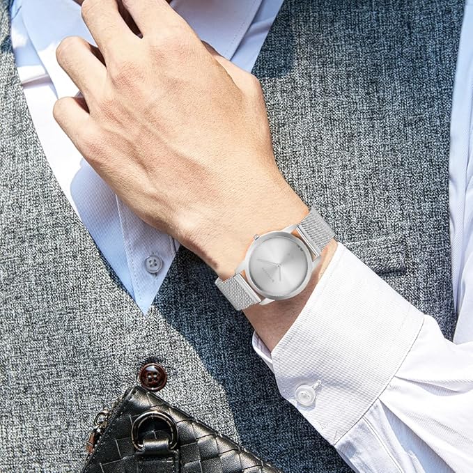 Giordano Slim Watch Collection Analog Watch for Men & Boys | Mesh Metal Band with Stainless Steel Case Round Shape Water Resistant Wrist Watch - GD-4064-11 - Image 2