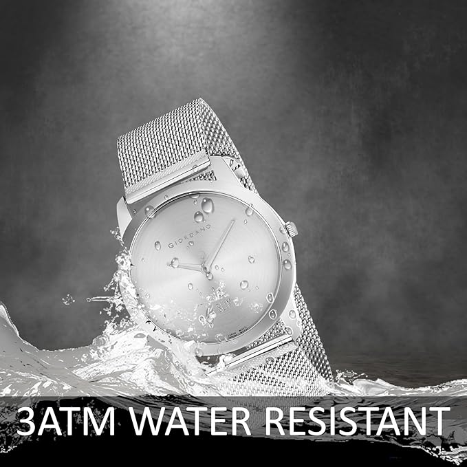 Giordano Slim Watch Collection Analog Watch for Men & Boys | Mesh Metal Band with Stainless Steel Case Round Shape Water Resistant Wrist Watch - GD-4064-11 - Image 4