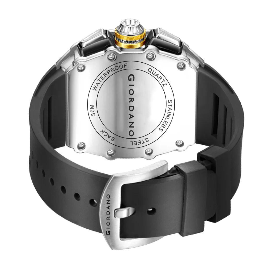 Giordano SPYDER Multifunction Watch - with Day, Date, and 24-Hour Sub-Dials | Water Resistant Square dial Unique Design Wrist Watch for Man | Best Gift for Males - GZ-50120-01 - Image 10
