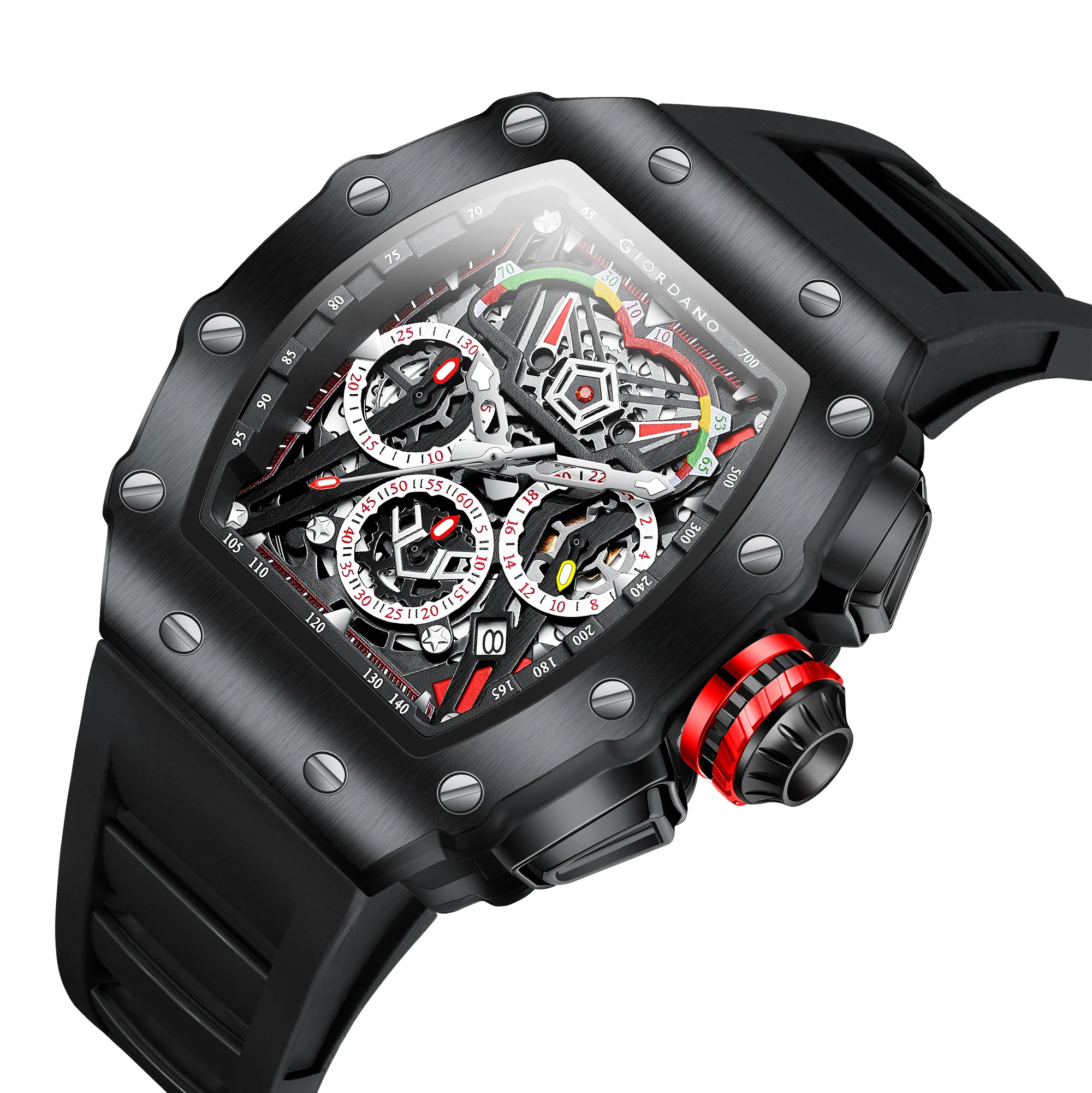 Giordano SPYDER Multifunction Watch - with Day, Date, and 24-Hour Sub-Dials | Water Resistant Square dial Unique Design Wrist Watch for Man | Best Gift for Males - GZ-50120-01 - Image 11