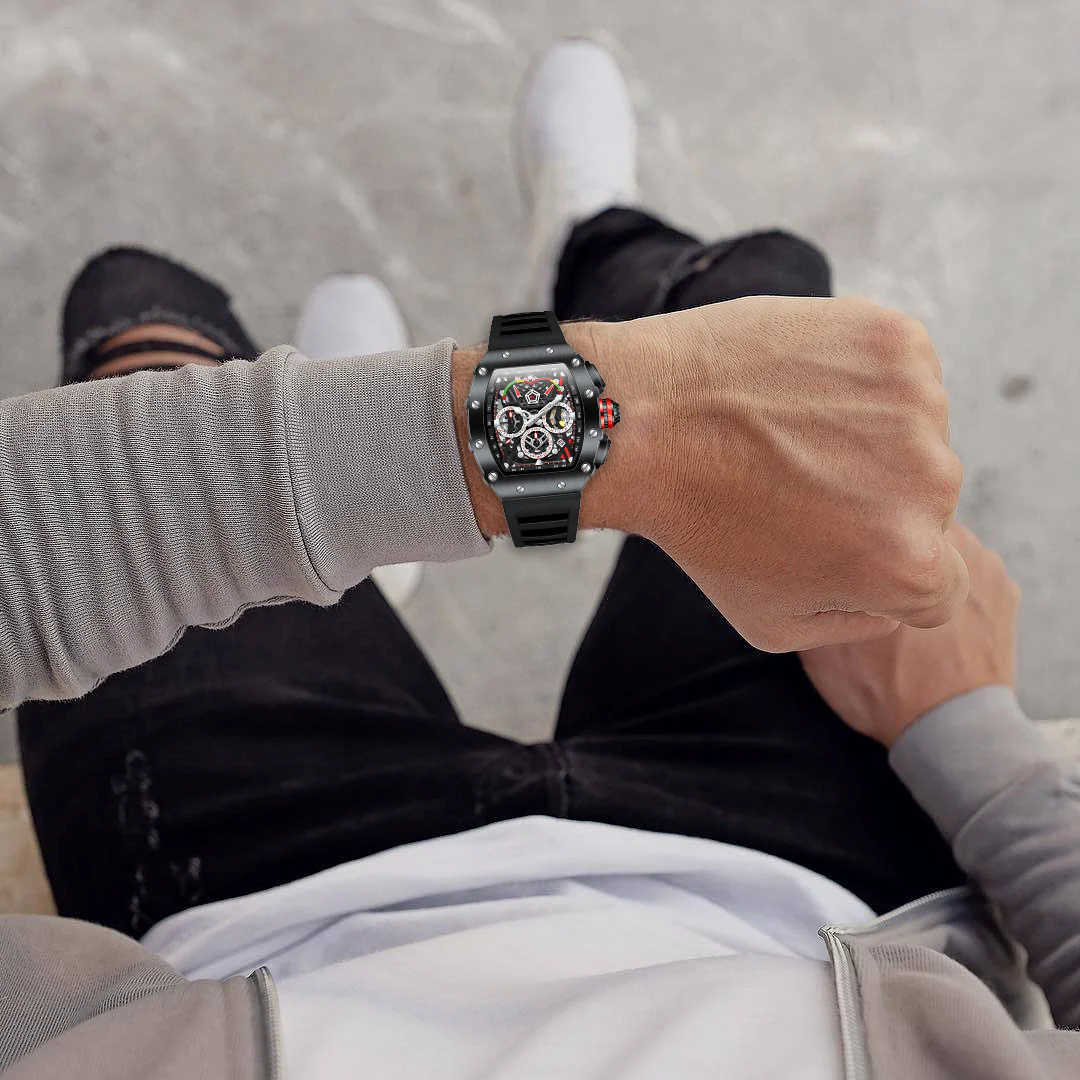 Giordano SPYDER Multifunction Watch - with Day, Date, and 24-Hour Sub-Dials | Water Resistant Square dial Unique Design Wrist Watch for Man | Best Gift for Males - GZ-50120-01 - Image 2