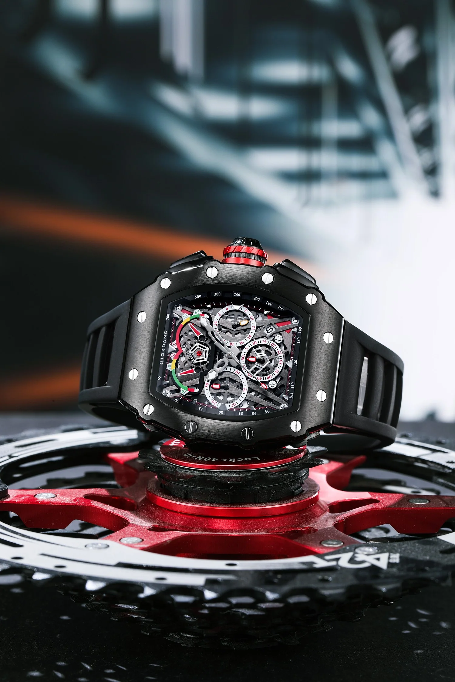 Giordano SPYDER Multifunction Watch - with Day, Date, and 24-Hour Sub-Dials | Water Resistant Square dial Unique Design Wrist Watch for Man | Best Gift for Males - GZ-50120-01 - Image 7