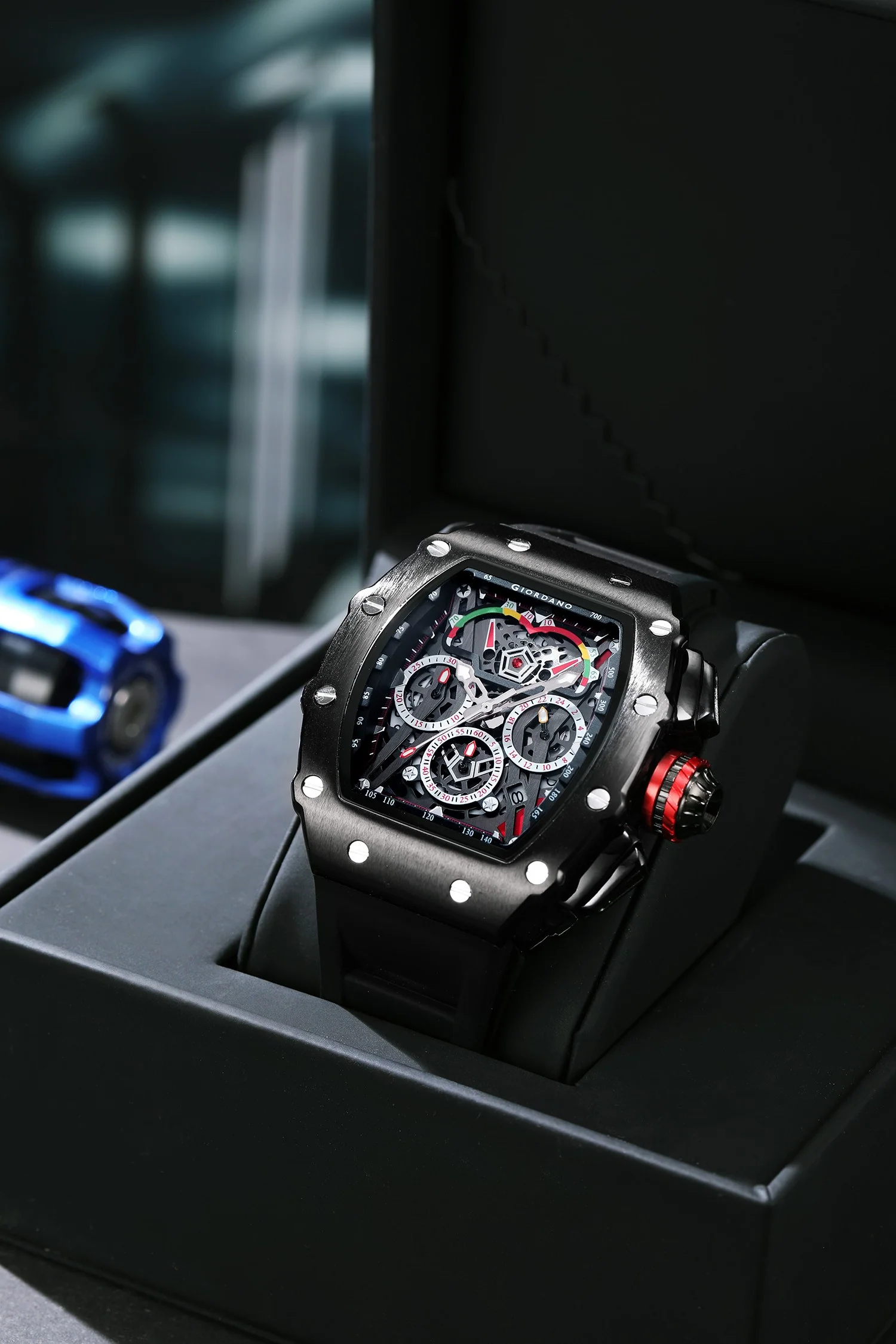 Giordano SPYDER Multifunction Watch - with Day, Date, and 24-Hour Sub-Dials | Water Resistant Square dial Unique Design Wrist Watch for Man | Best Gift for Males - GZ-50120-01 - Image 8