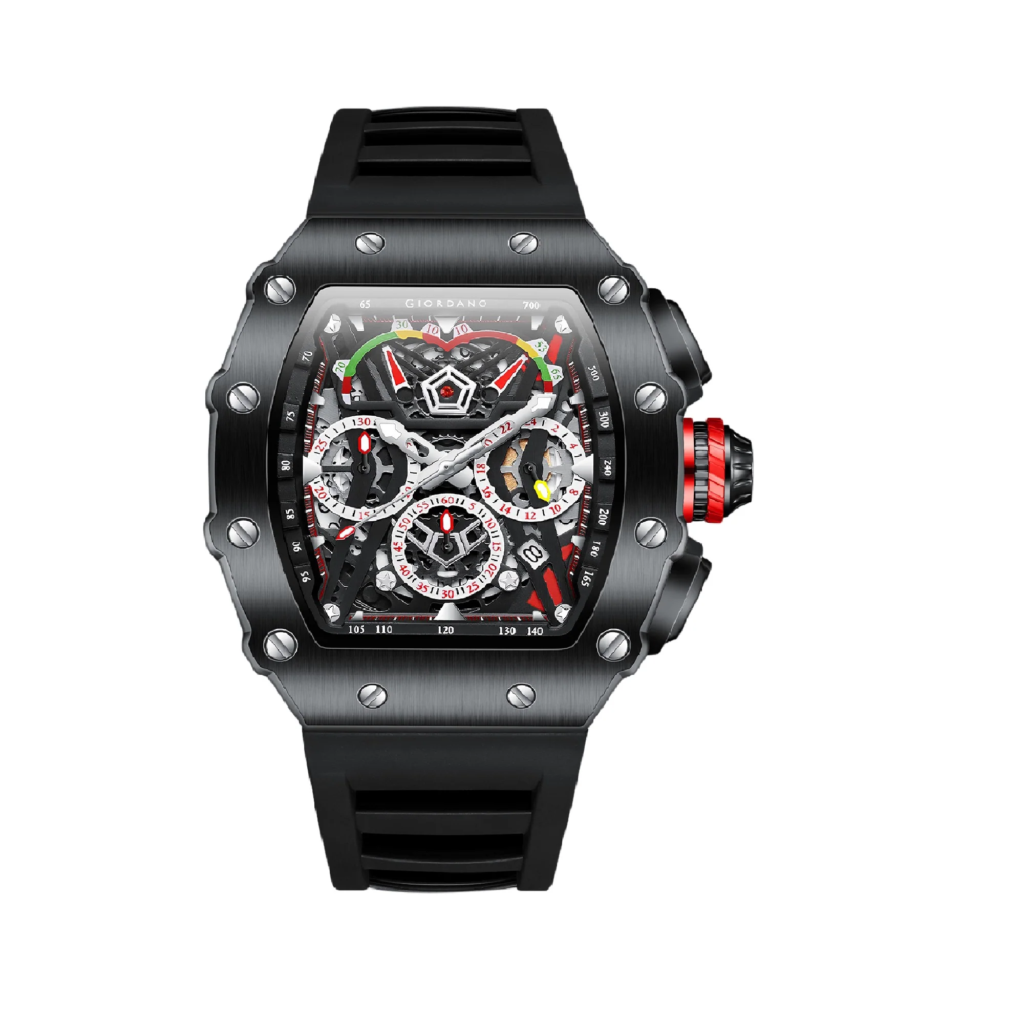 Giordano SPYDER Multifunction Watch - with Day, Date, and 24-Hour Sub-Dials | Water Resistant Square dial Unique Design Wrist Watch for Man | Best Gift for Males - GZ-50120-01 - Image 9