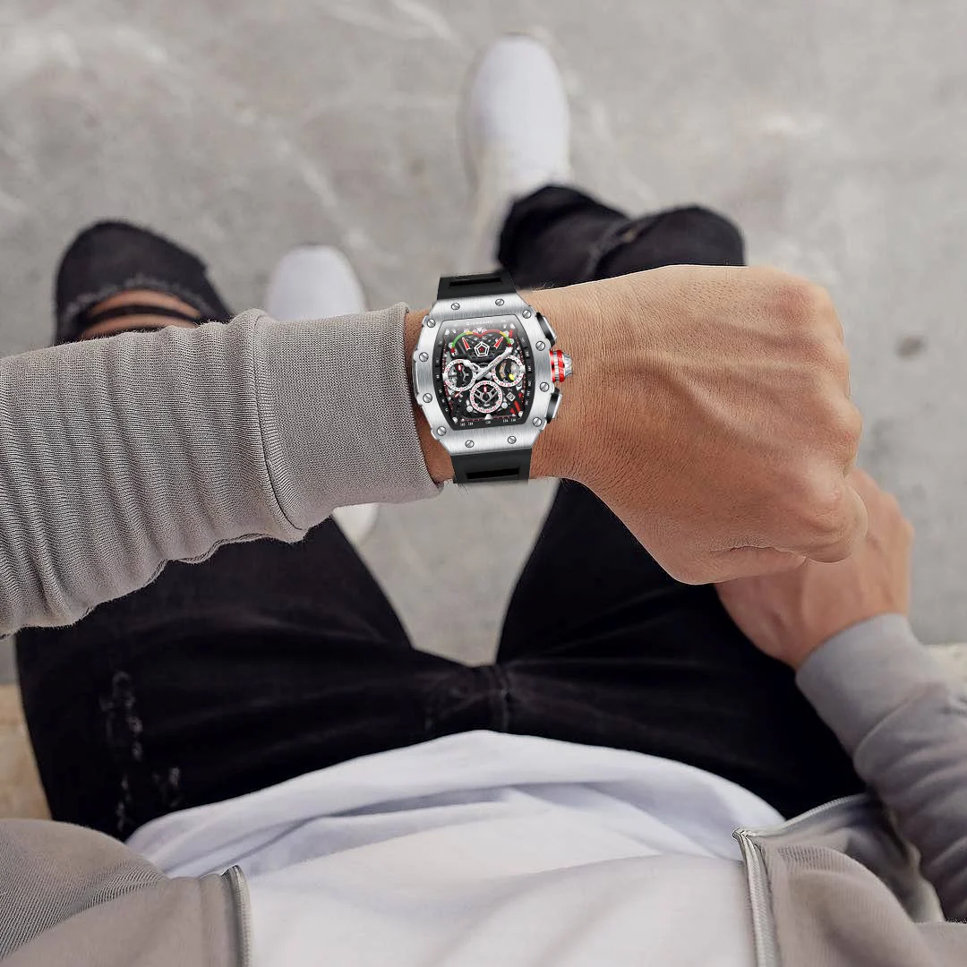 Giordano SPYDER Multifunction Watch - with Day, Date, and 24-Hour Sub-Dials | Water Resistant Square dial Unique Design Wrist Watch for Man | Best Gift for Males - GZ-50120-03 - Image 2