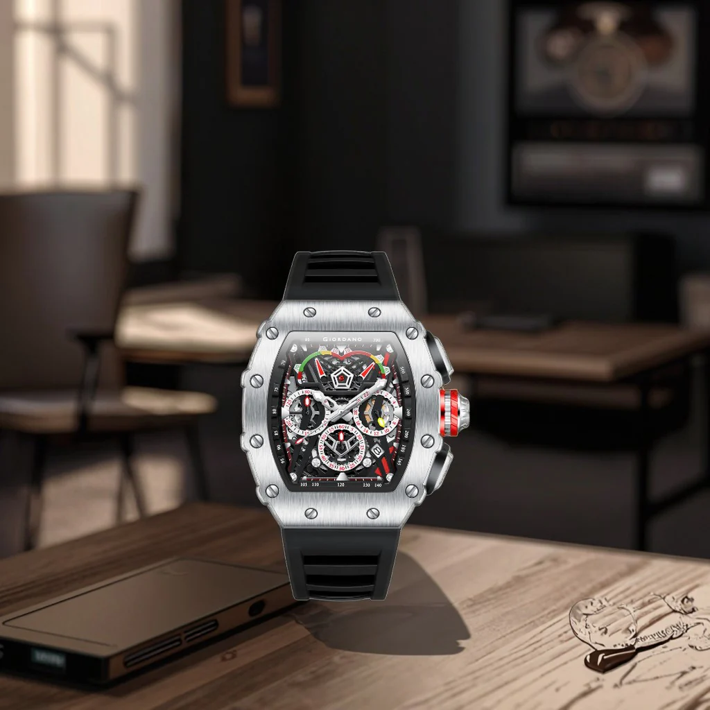 Giordano SPYDER Multifunction Watch - with Day, Date, and 24-Hour Sub-Dials | Water Resistant Square dial Unique Design Wrist Watch for Man | Best Gift for Males - GZ-50120-03 - Image 3