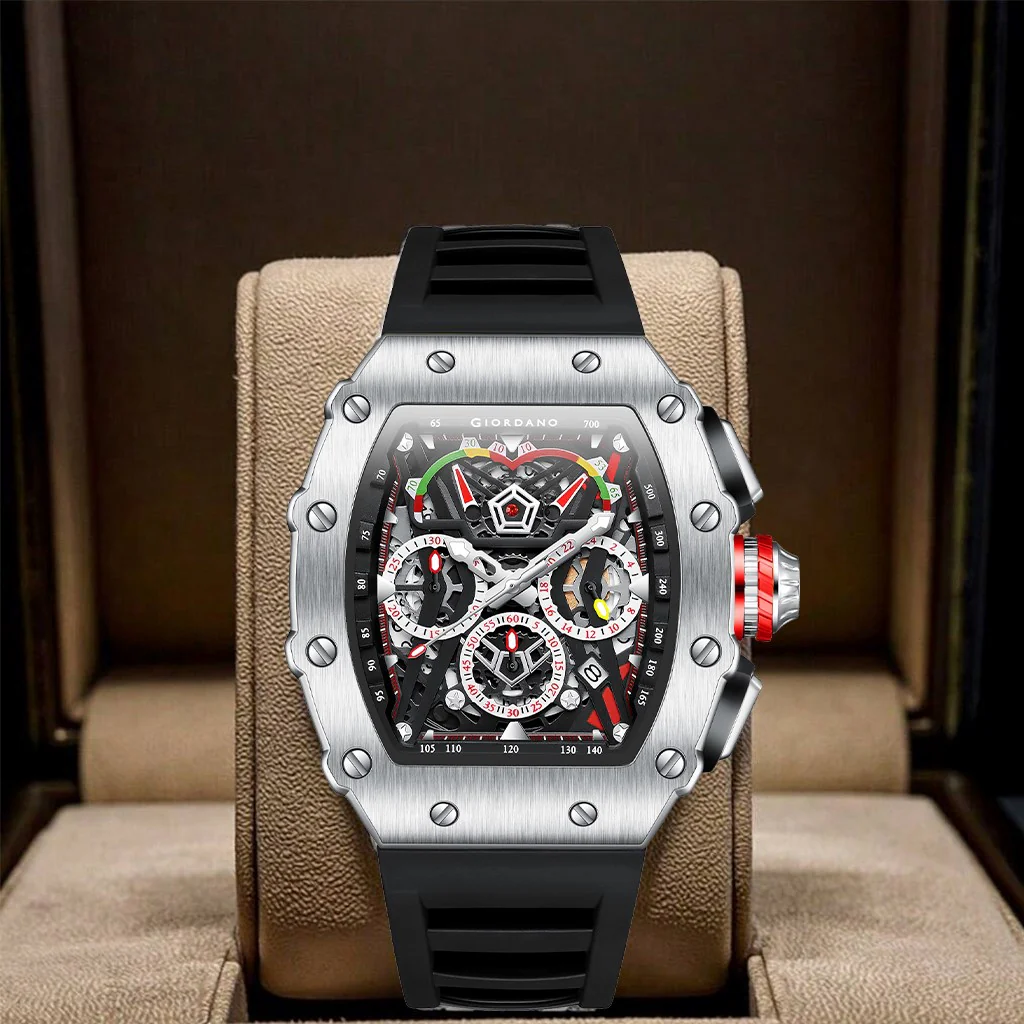 Giordano SPYDER Multifunction Watch - with Day, Date, and 24-Hour Sub-Dials | Water Resistant Square dial Unique Design Wrist Watch for Man | Best Gift for Males - GZ-50120-03 - Image 4