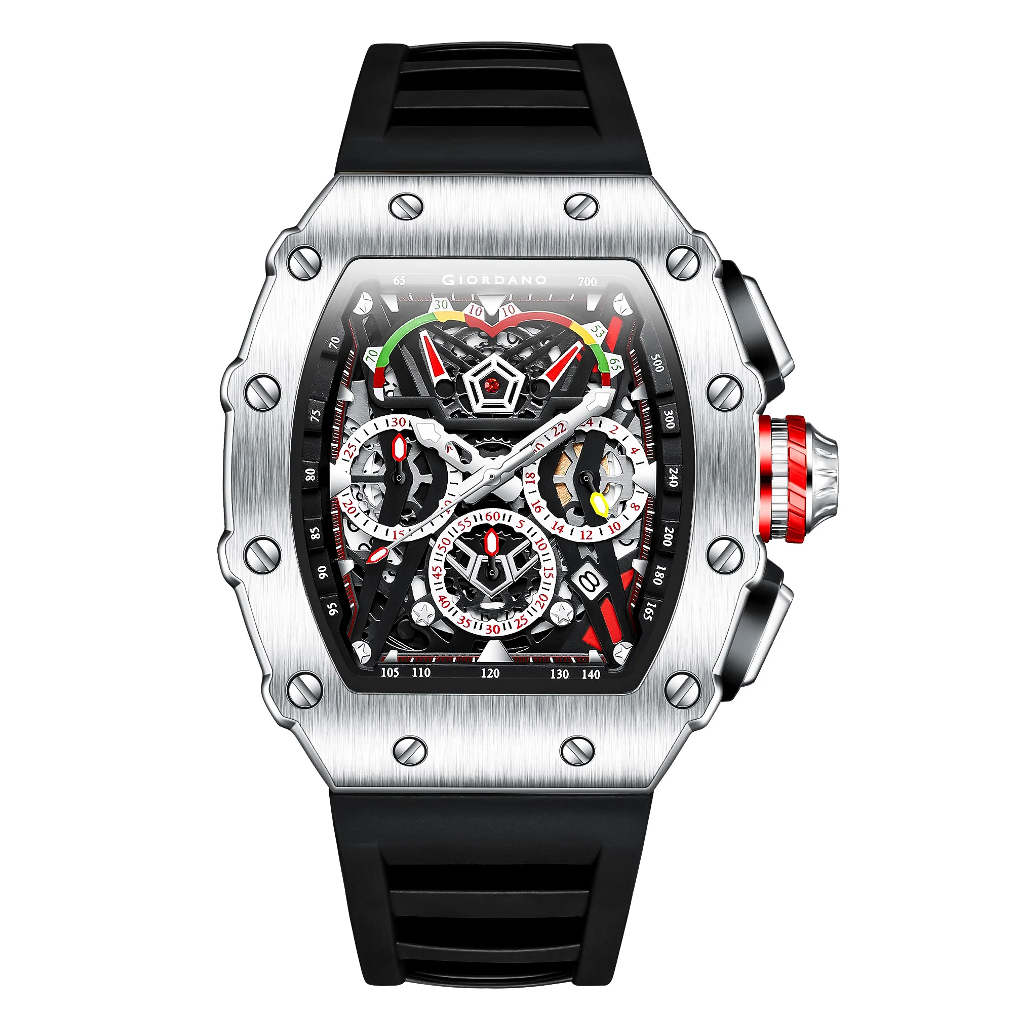 Giordano SPYDER Multifunction Watch - with Day, Date, and 24-Hour Sub-Dials | Water Resistant Square dial Unique Design Wrist Watch for Man | Best Gift for Males - GZ-50120-03 - Image 5