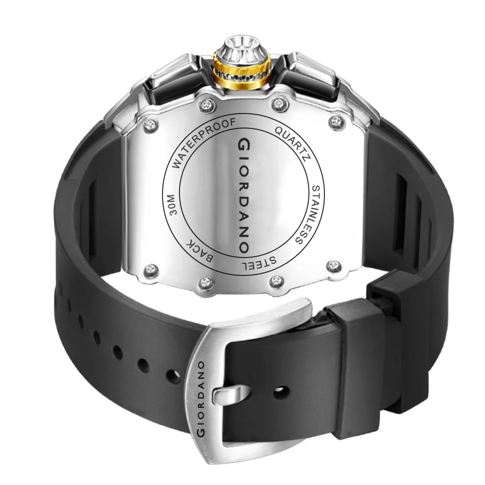 Giordano SPYDER Multifunction Watch - with Day, Date, and 24-Hour Sub-Dials | Water Resistant Square dial Unique Design Wrist Watch for Man | Best Gift for Males - GZ-50120-03 - Image 6