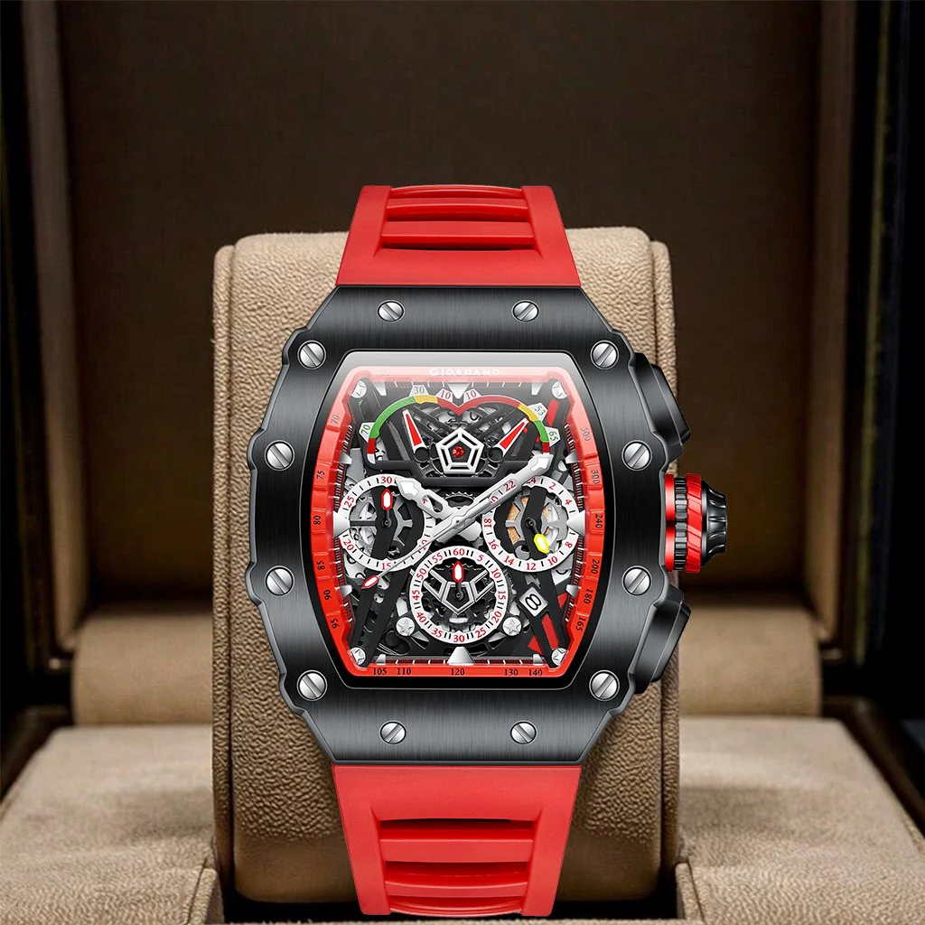 Giordano SPYDER Multifunction Watch - with Day, Date, and 24-Hour Sub-Dials | Water Resistant Square dial Unique Design Wrist Watch for Man | Best Gift for Males - GZ-50120-04 - Image 3