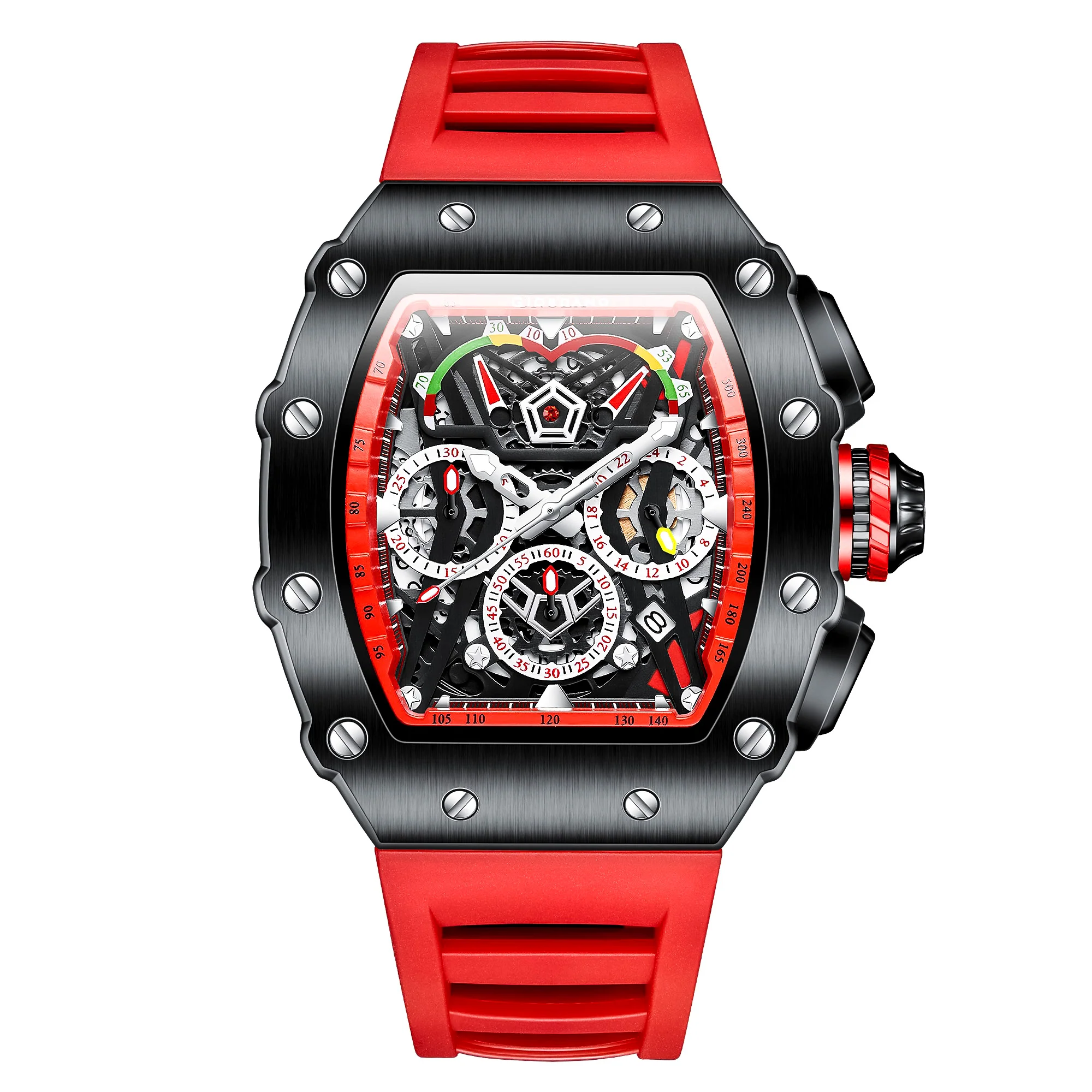 Giordano SPYDER Multifunction Watch - with Day, Date, and 24-Hour Sub-Dials | Water Resistant Square dial Unique Design Wrist Watch for Man | Best Gift for Males - GZ-50120-04 - Image 4
