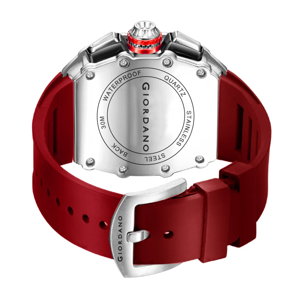 Giordano SPYDER Multifunction Watch - with Day, Date, and 24-Hour Sub-Dials | Water Resistant Square dial Unique Design Wrist Watch for Man | Best Gift for Males - GZ-50120-04 - Image 5