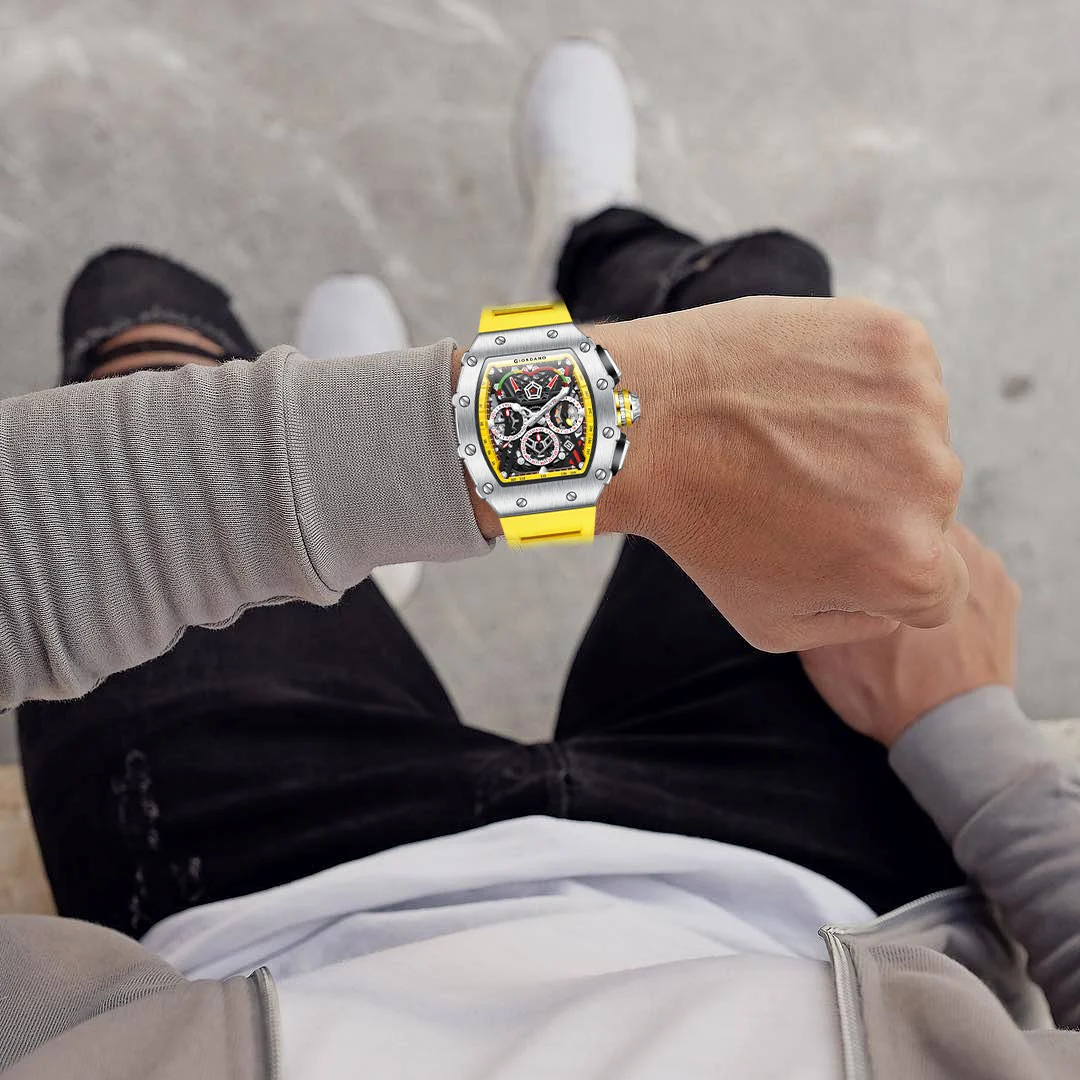 Giordano SPYDER Multifunction Watch - with Day, Date, and 24-Hour Sub-Dials | Water Resistant Square dial Unique Design Wrist Watch for Man | Best Gift for Males - GZ-50120-05 - Image 2