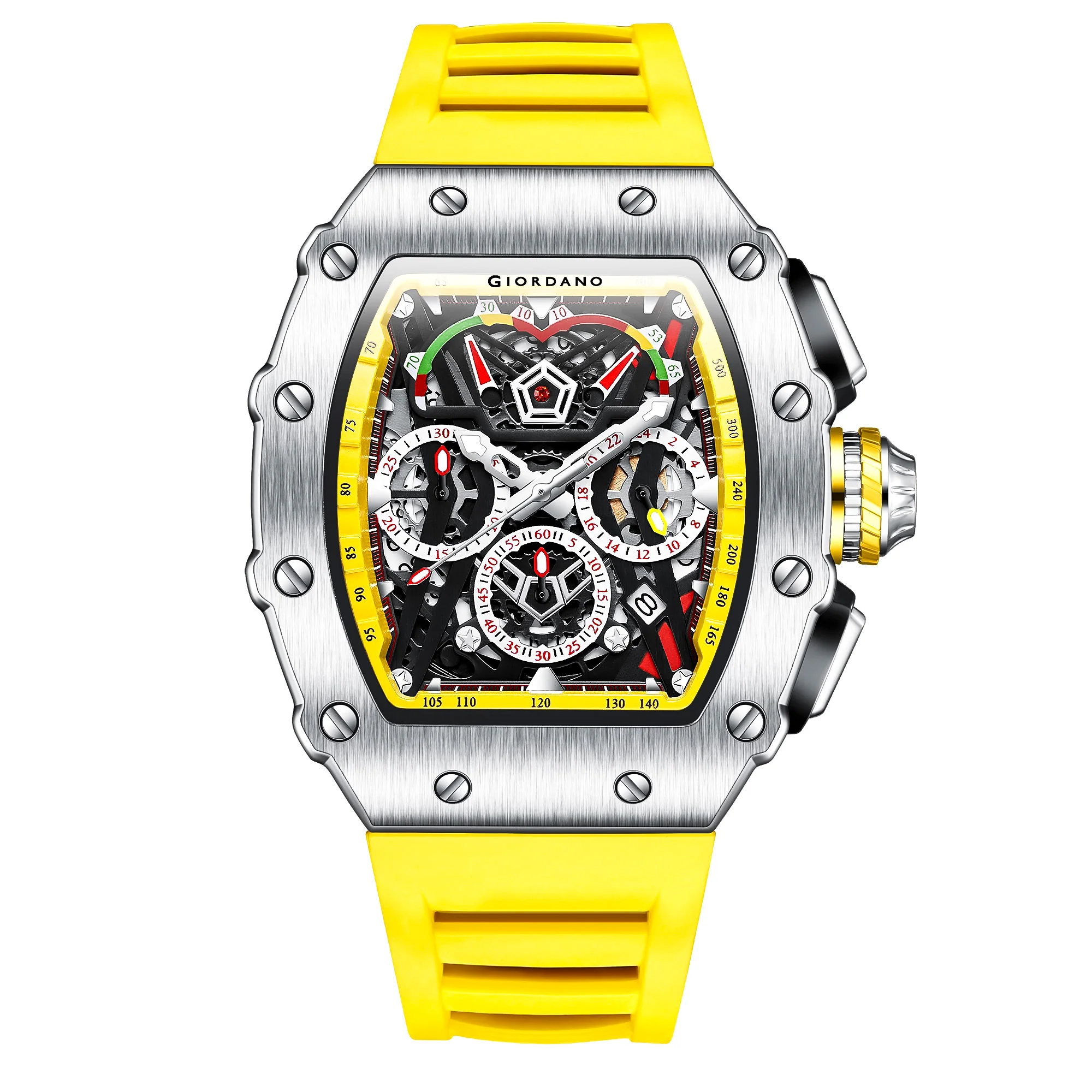 Giordano SPYDER Multifunction Watch - with Day, Date, and 24-Hour Sub-Dials | Water Resistant Square dial Unique Design Wrist Watch for Man | Best Gift for Males - GZ-50120-05 - Image 5