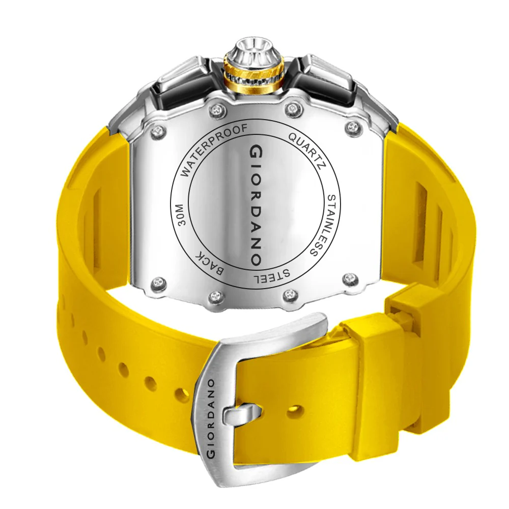 Giordano SPYDER Multifunction Watch - with Day, Date, and 24-Hour Sub-Dials | Water Resistant Square dial Unique Design Wrist Watch for Man | Best Gift for Males - GZ-50120-05 - Image 6