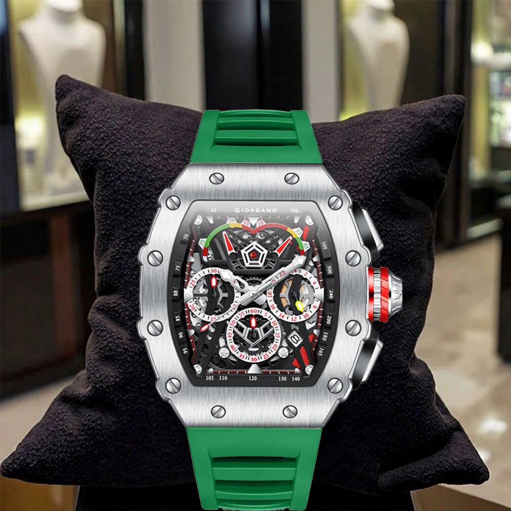 Giordano SPYDER Multifunction Watch - with Day, Date, and 24-Hour Sub-Dials | Water Resistant Square dial Unique Design Wrist Watch for Man | Best Gift for Males - GZ-50120-06 - Image 3