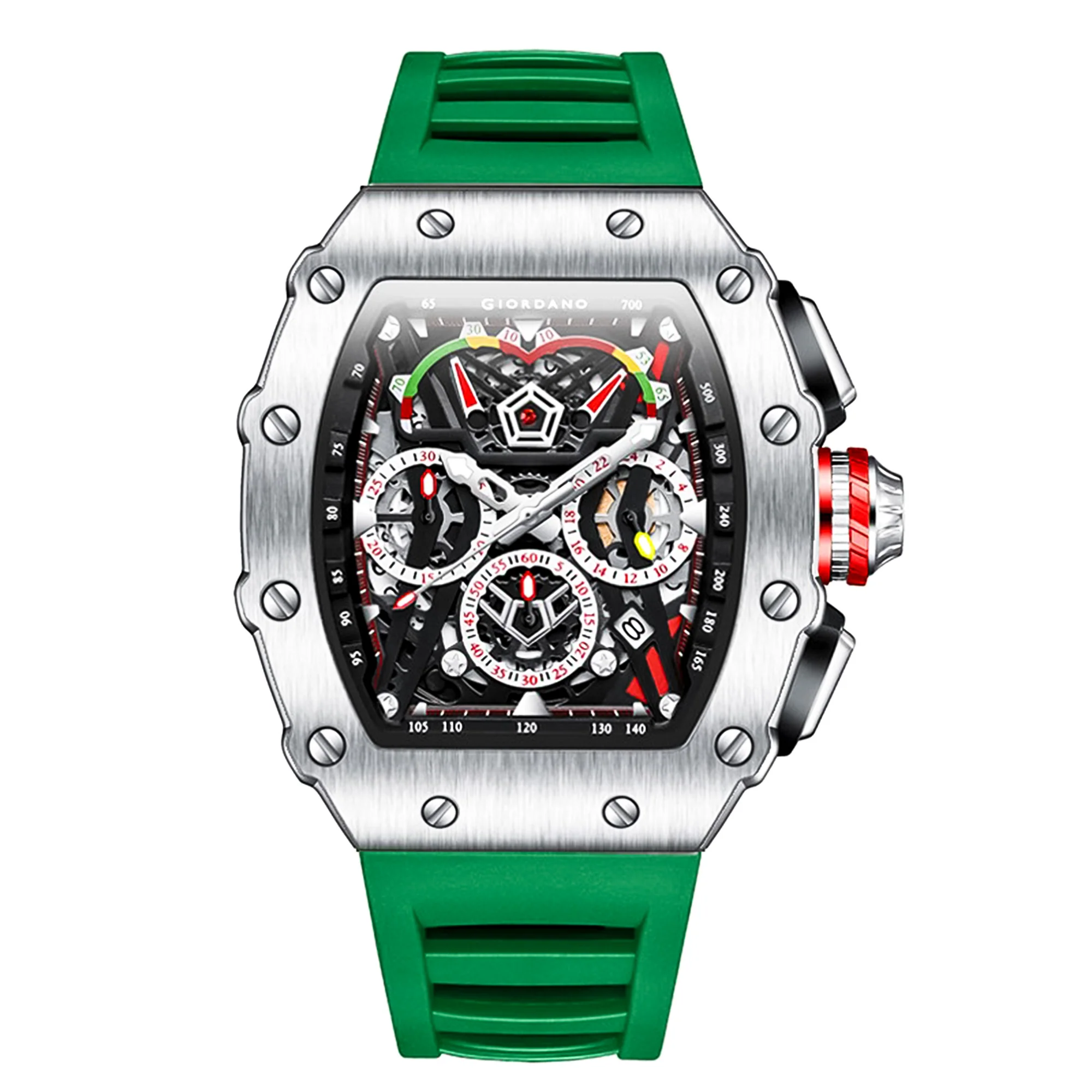 Giordano SPYDER Multifunction Watch - with Day, Date, and 24-Hour Sub-Dials | Water Resistant Square dial Unique Design Wrist Watch for Man | Best Gift for Males - GZ-50120-06 - Image 4