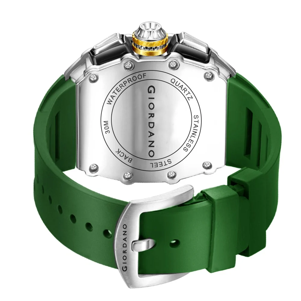 Giordano SPYDER Multifunction Watch - with Day, Date, and 24-Hour Sub-Dials | Water Resistant Square dial Unique Design Wrist Watch for Man | Best Gift for Males - GZ-50120-06 - Image 5
