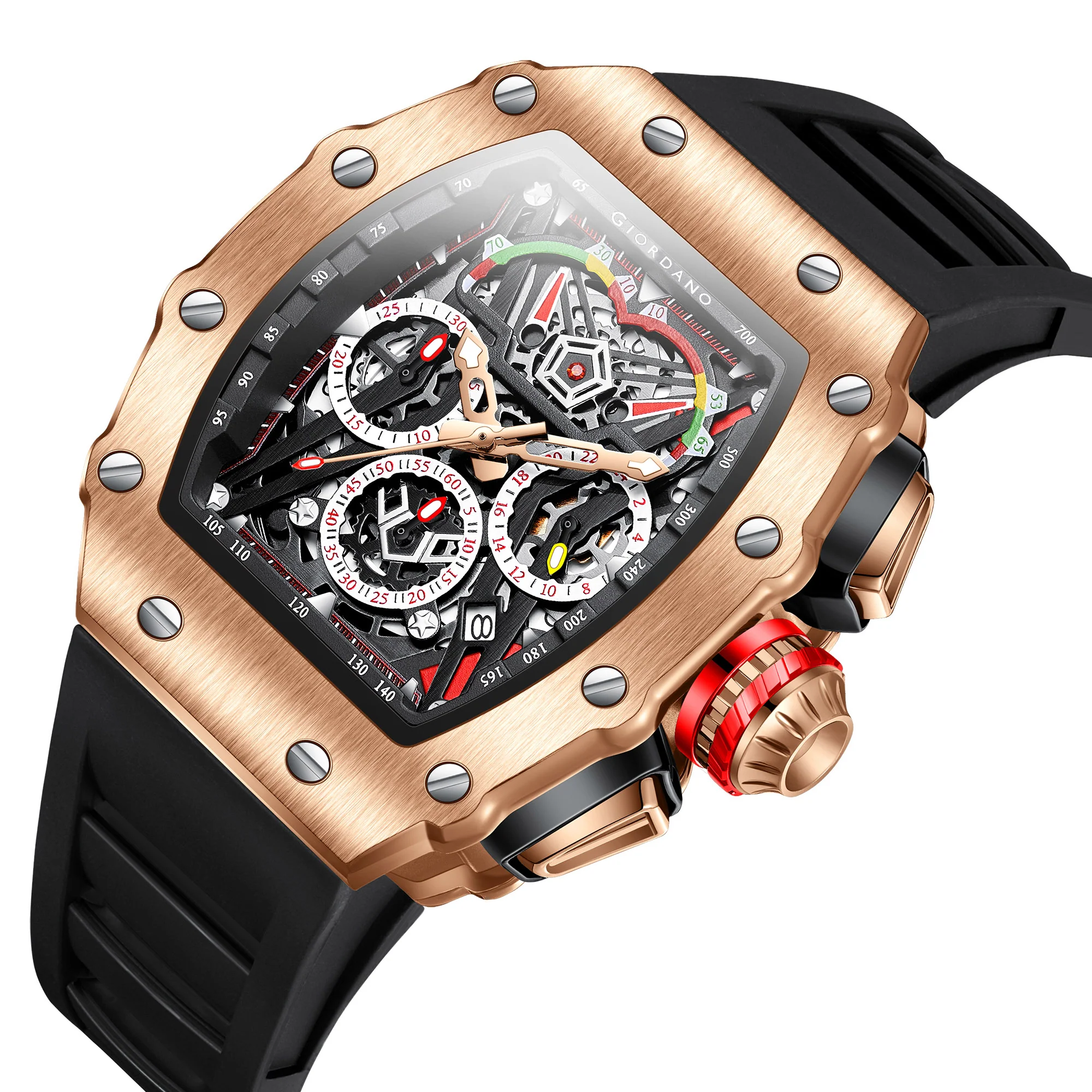 Giordano SPYDER Multifunction Watch - with Day, Date, and 24-Hour Sub-Dials | Water Resistant Square dial Unique Design Wrist Watch for Man | Best Gift for Males - GZ-50120-02 - Image 10