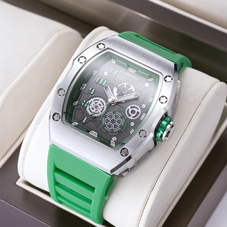Giordano Sqaure Analog Casual Sporty Watch for Men – Mechanical-Inspired Design dial, Quartz Movement, and silicon strap | GZ-50150-03 - Image 4