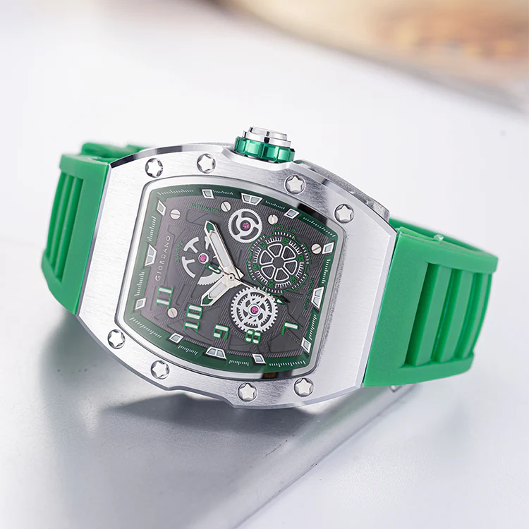 Giordano Sqaure Analog Casual Sporty Watch for Men – Mechanical-Inspired Design dial, Quartz Movement, and silicon strap | GZ-50150-03 - Image 5