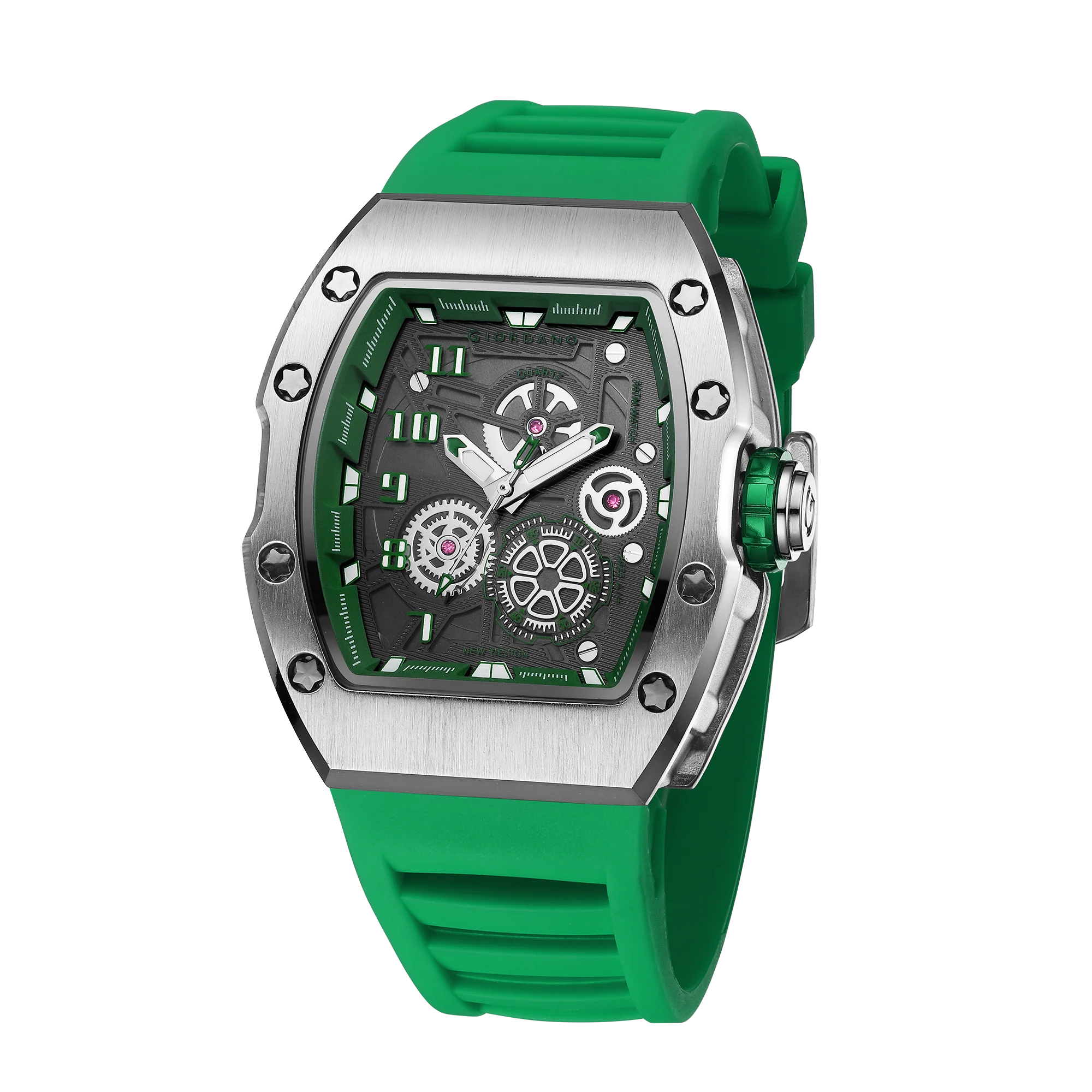 Giordano Sqaure Analog Casual Sporty Watch for Men – Mechanical-Inspired Design dial, Quartz Movement, and silicon strap | GZ-50150-03 - Image 7