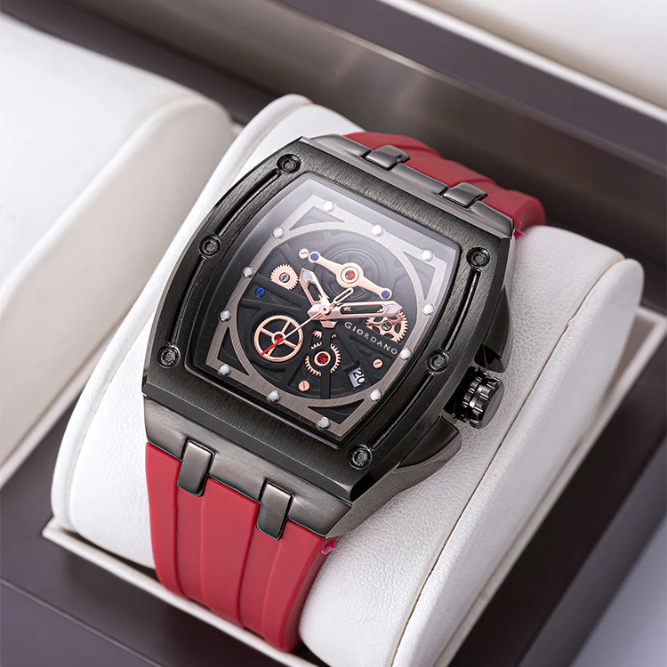 Giordano Sqaure Analog Casual Sporty Watch for Men – Mechanical-Inspired Dial, Date Display, Quartz Movement and Comfortable Silicone Strap | GZ-50151-02 - Image 3