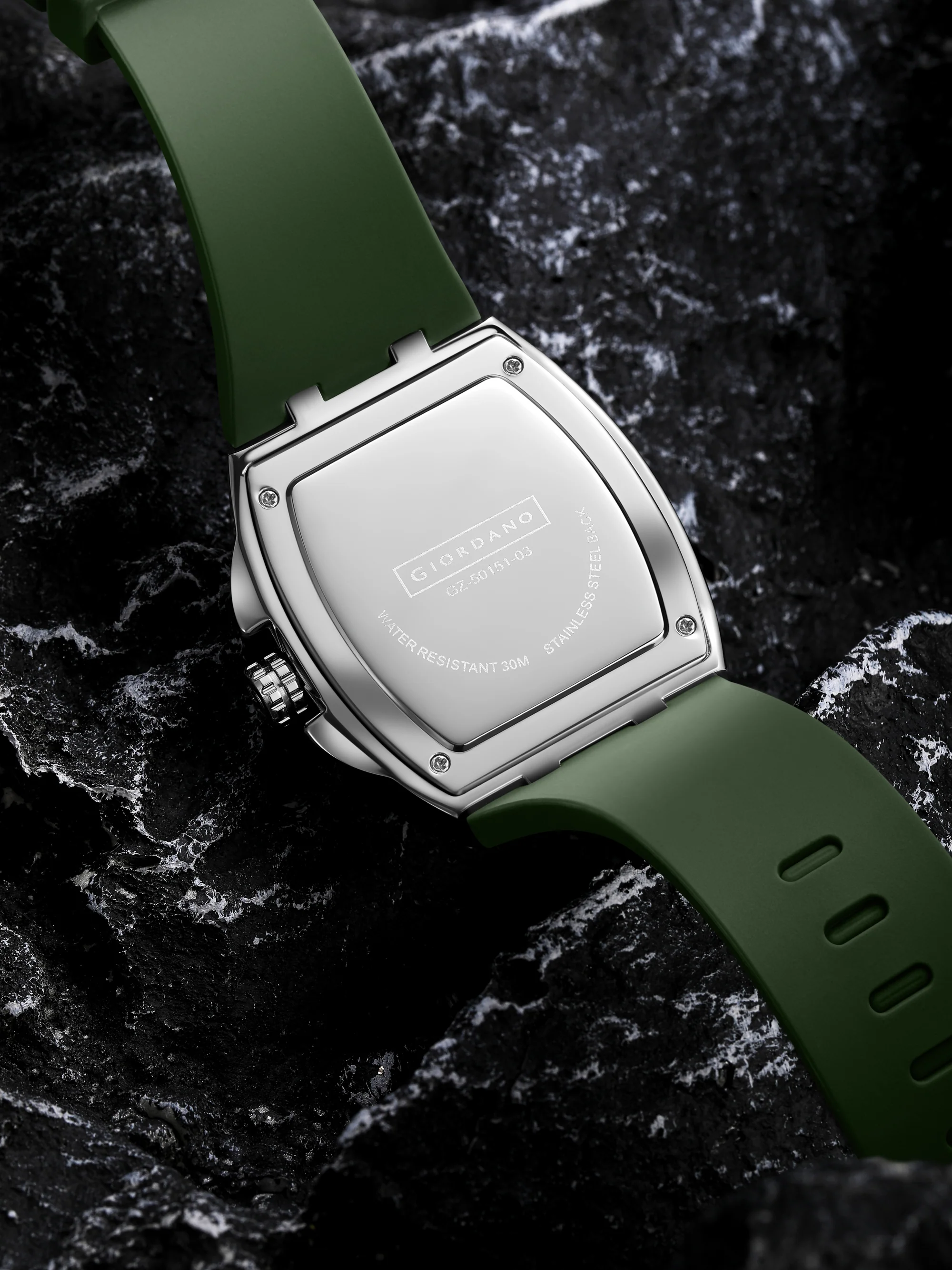Giordano Sqaure Analog Casual Sporty Watch for Men – Mechanical-Inspired Dial, Date Display, Quartz Movement and Comfortable Silicone Strap | GZ-50151-03 - Image 8