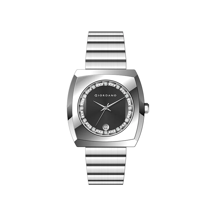 Giordano Square Analog Watch for men –  Sunray gloss Dial with Crystal Hour Markers, Date Display & Stainless Steel Strap – Stylish Luxury Timepiece | GZ-50155-11 - Image 6