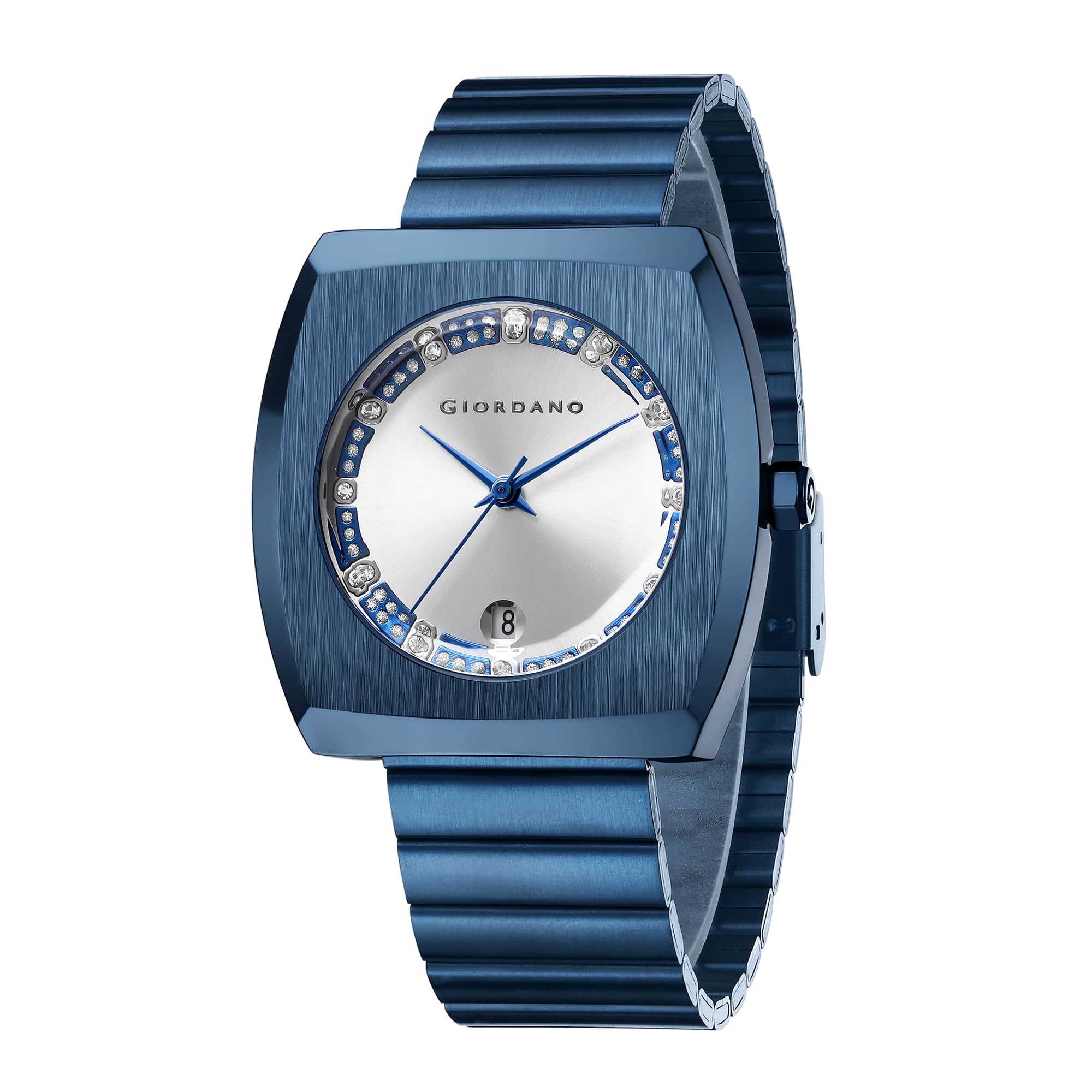 Giordano Square Analog Watch for men –  Sunray gloss Dial with Crystal Hour Markers, Date Display & Stainless Steel Strap – Stylish Luxury Timepiece | GZ-50155-33 - Image 5