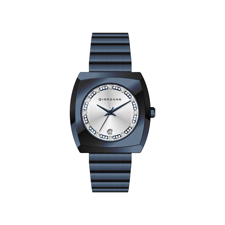 Giordano Square Analog Watch for men –  Sunray gloss Dial with Crystal Hour Markers, Date Display & Stainless Steel Strap – Stylish Luxury Timepiece | GZ-50155-33 - Image 6