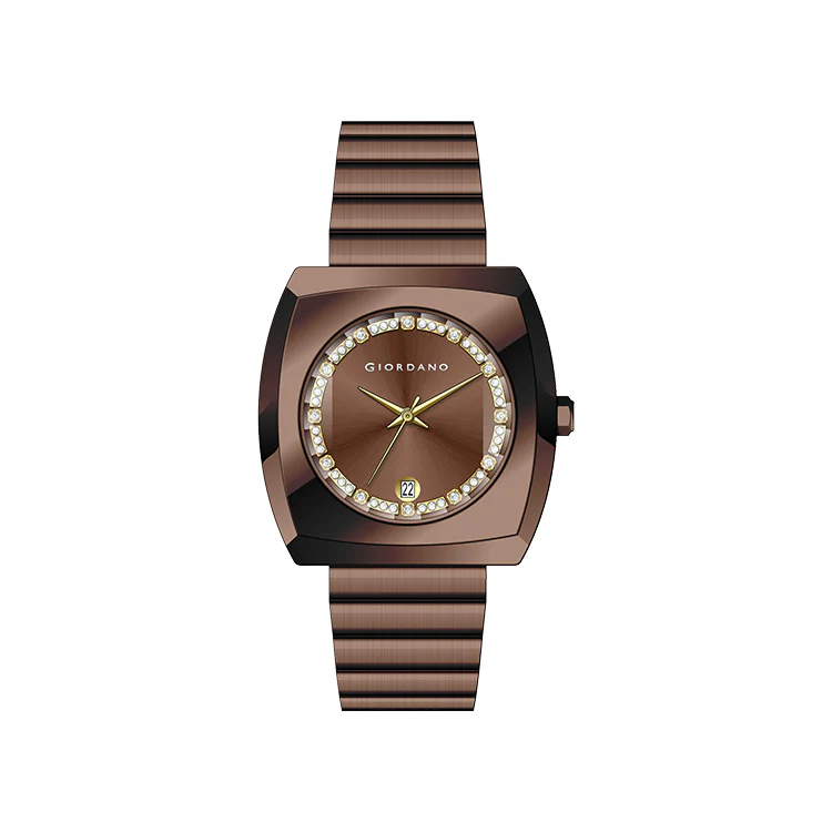 Giordano Square Analog Watch for men –  Sunray gloss Dial with Crystal Hour Markers, Date Display & Stainless Steel Strap – Stylish Luxury Timepiece | GZ-50155-44 - Image 6