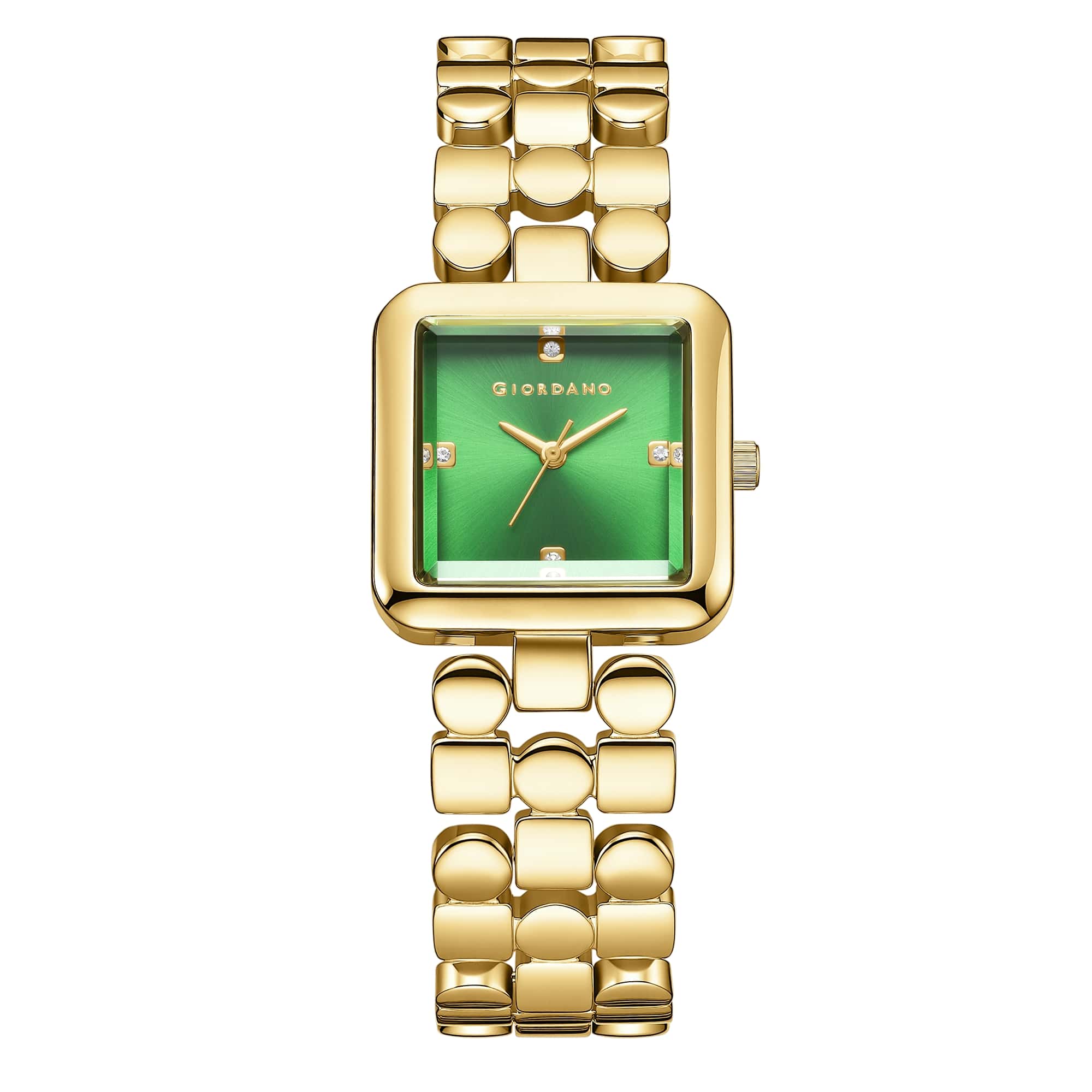Giordano Square Analog Watch for Women with Gloss Glass Dial, Crystal Markers, Quartz Movement & Stainless Steel Strap - GZ-60134-33 - Image 5