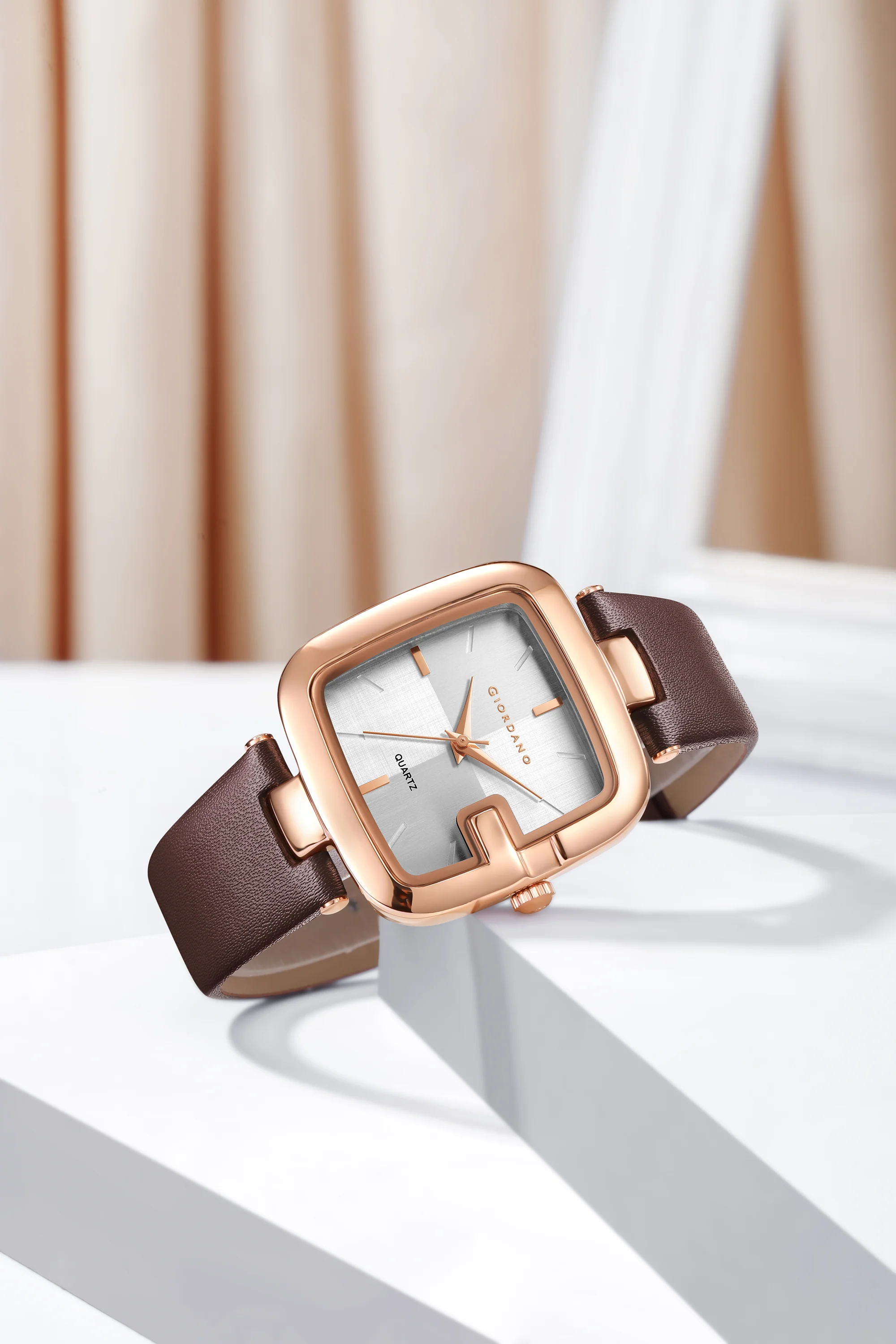 Giordano Square Dial Watch for women with leather strap and Premium Quartz moevment-GZ-60089-02 - Image 3
