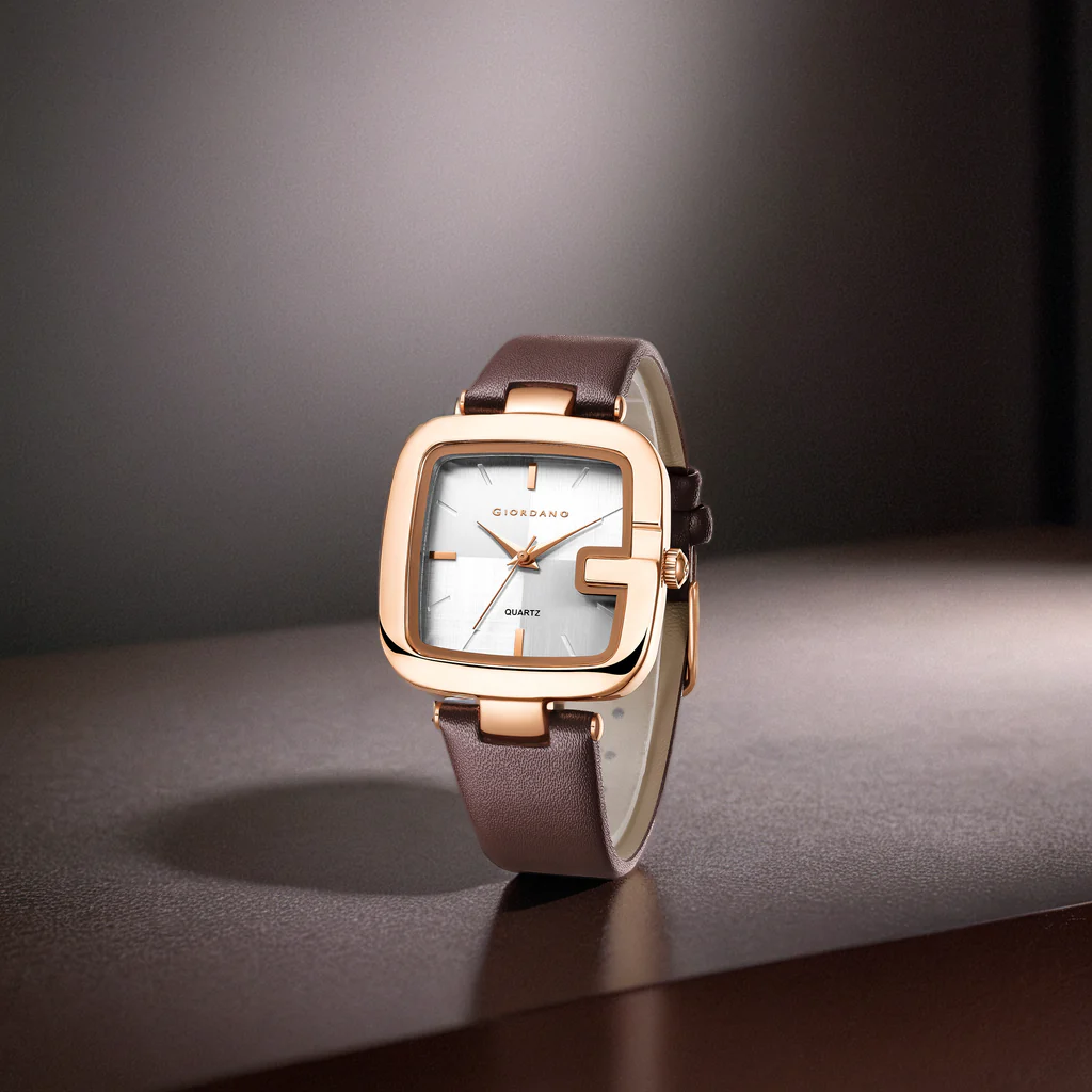 Giordano Square Dial Watch for women with leather strap and Premium Quartz moevment-GZ-60089-02 - Image 5