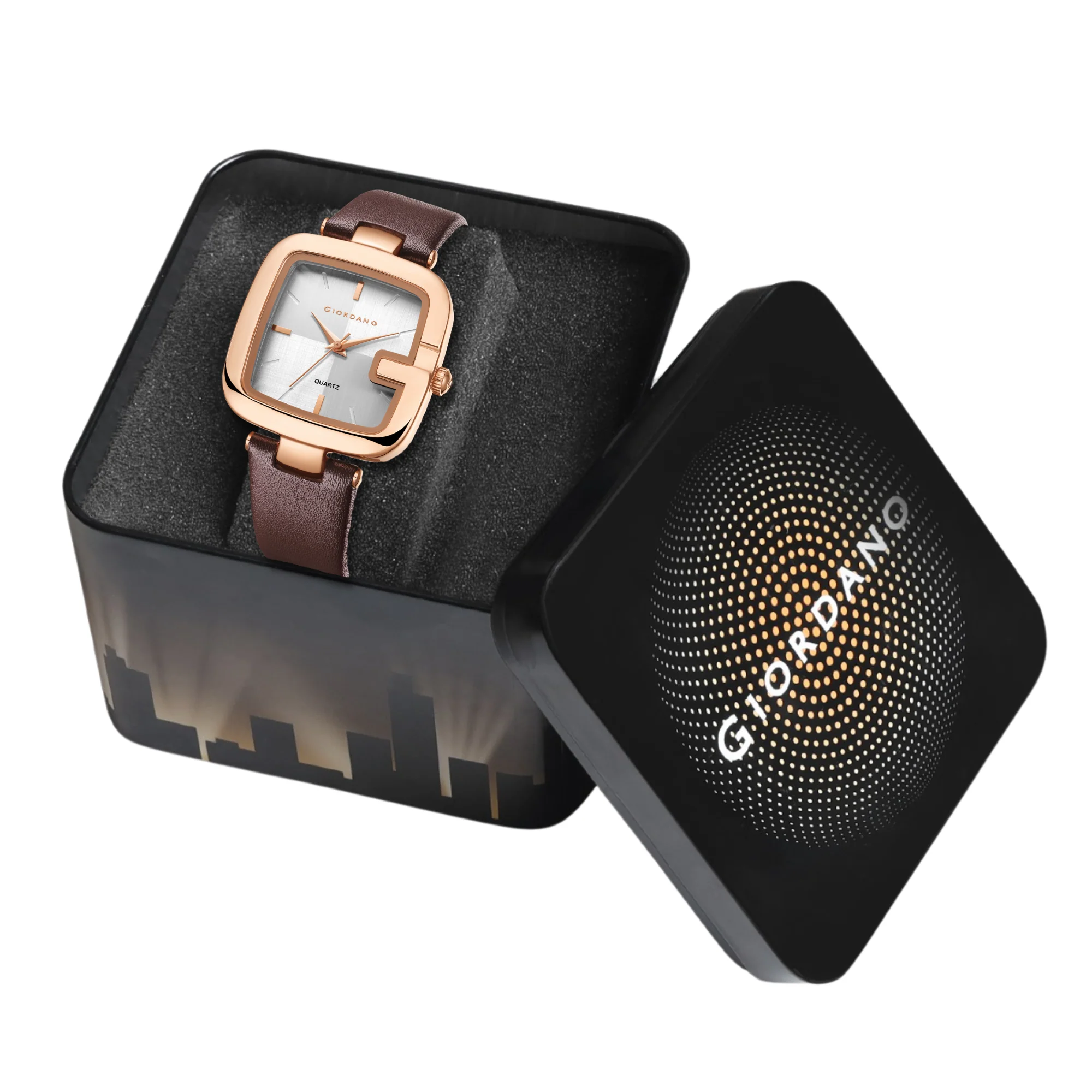 Giordano Square Dial Watch for women with leather strap and Premium Quartz moevment-GZ-60089-02 - Image 8