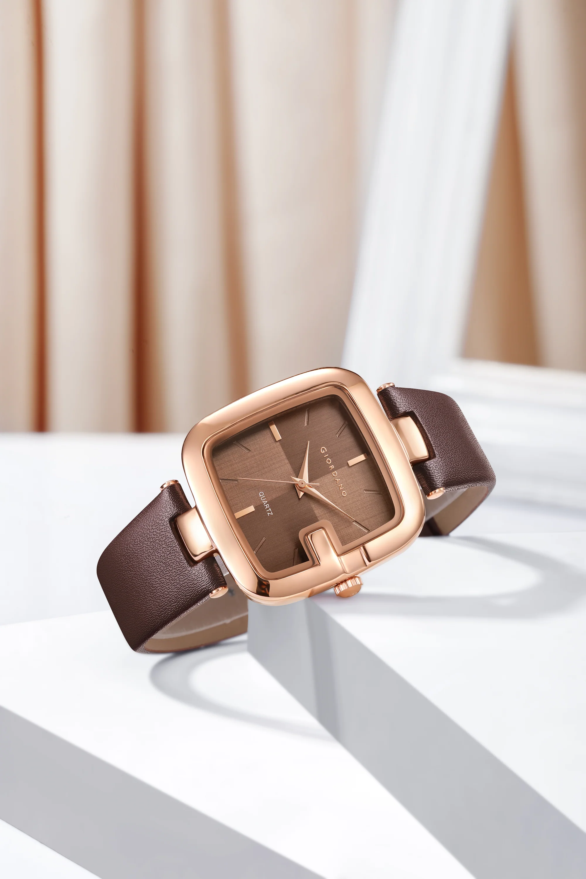 Giordano Square Dial Watch for women with leather strap and Premium Quartz moevment-GZ-60089-03 - Image 3