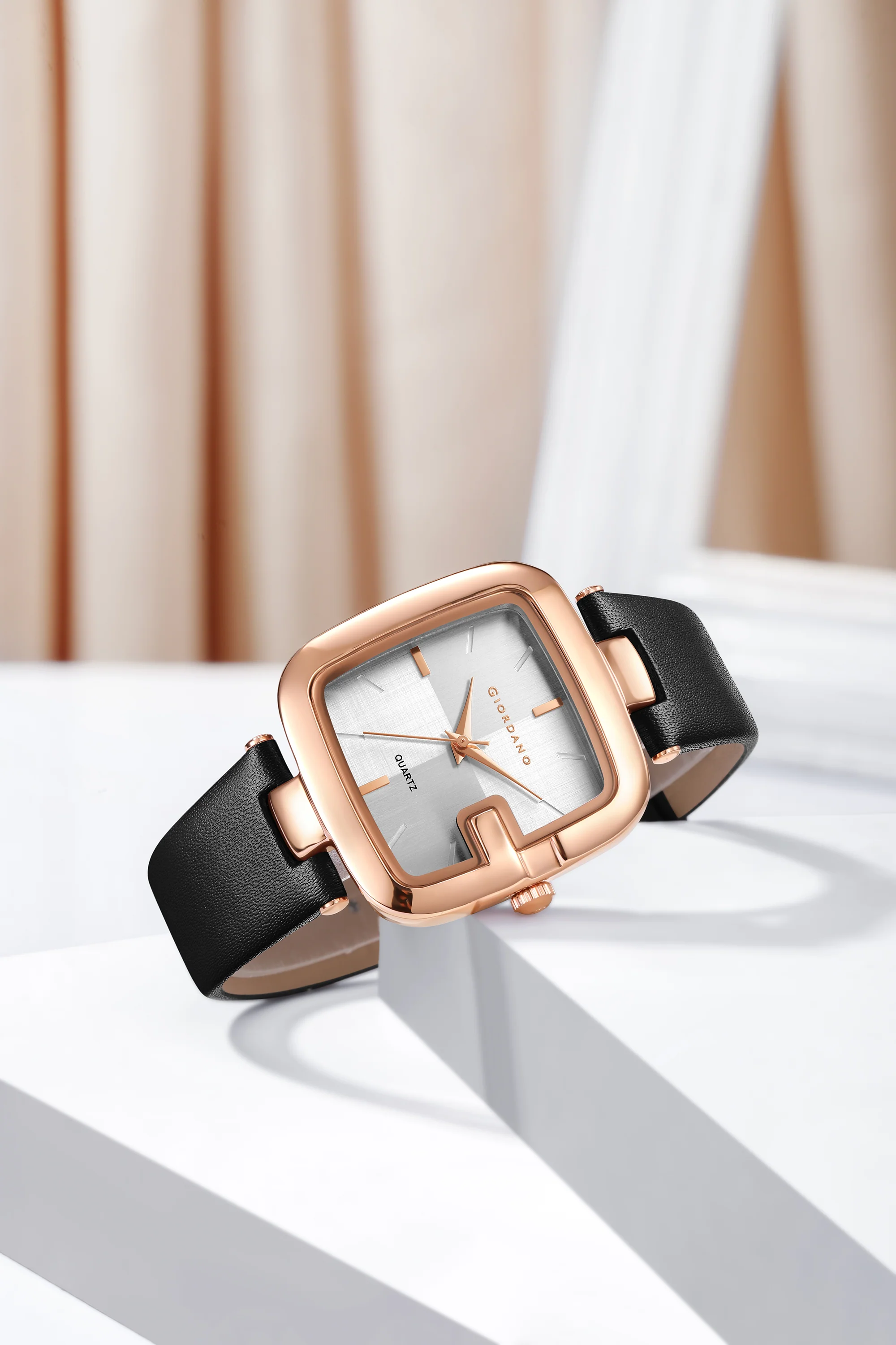 Giordano Square Dial Watch for women with leather strap and Premium Quartz moevment-GZ-60089-01 - Image 3