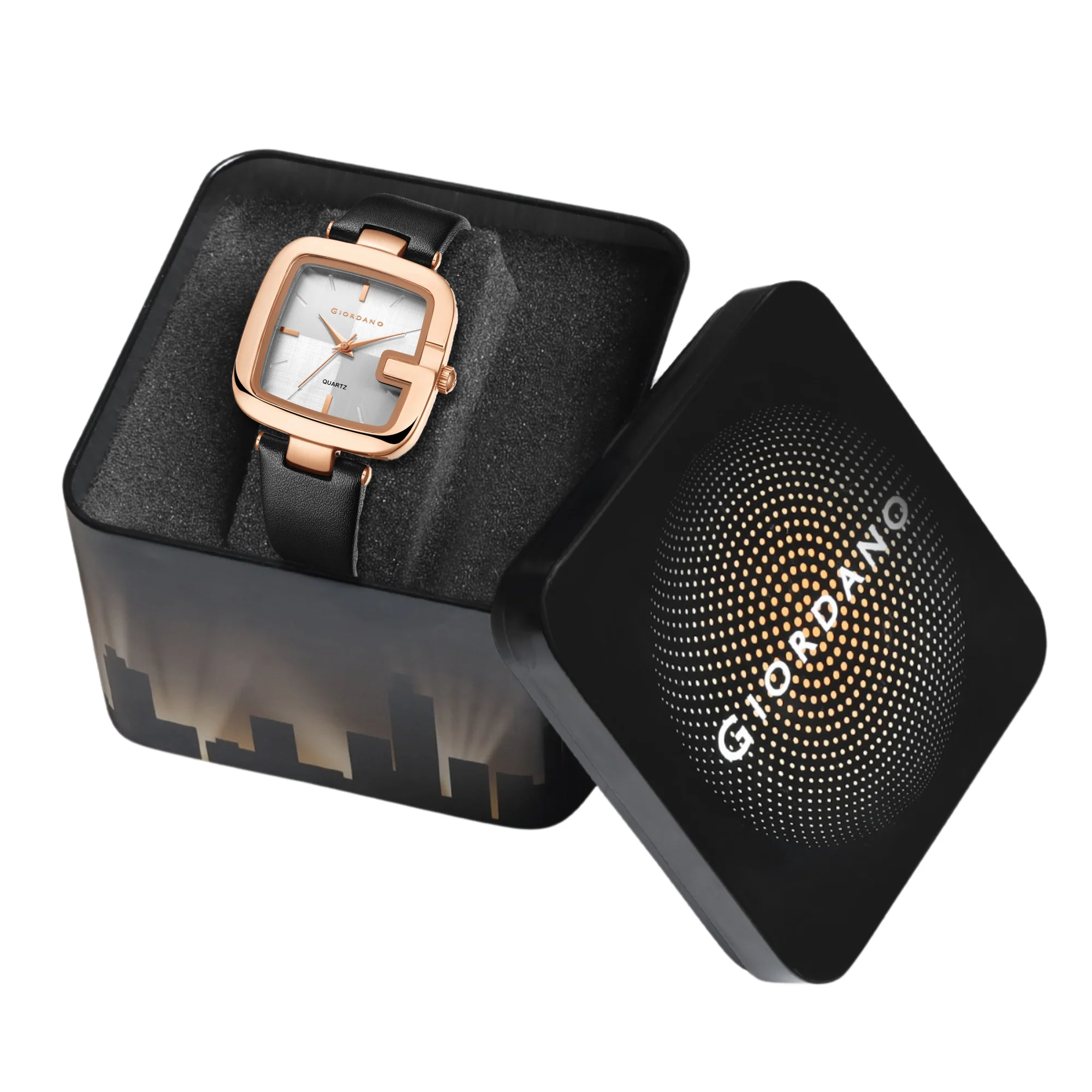 Giordano Square Dial Watch for women with leather strap and Premium Quartz moevment-GZ-60089-01 - Image 7