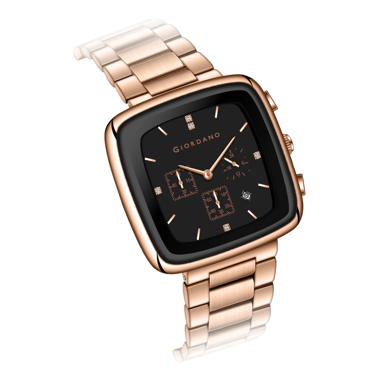 Giordano Square Face Watch for Men – Multifunction Dial with Date Display, Sleek Stainless Steel Strap, Modern Design for Everyday Elegance | GZ-50162-55 - Image 6