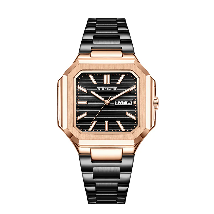 Giordano Square formal Watch for men – Textured Dial,Day & Date Display and Stylish stainless steel strap GZ-50140-11 - Image 7