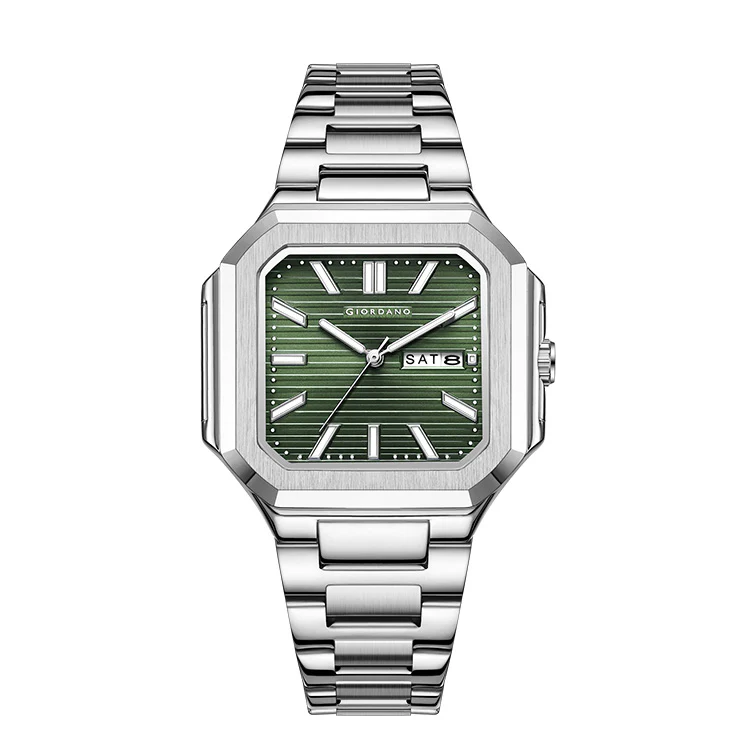 Giordano Square formal Watch for men – Textured Dial,Day & Date Display and Stylish stainless steel strap GZ-50140-33 - Image 7