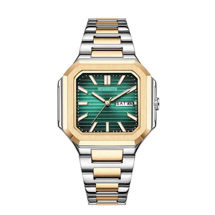 Giordano Square formal Watch for men – Textured Dial,Day & Date Display and Stylish stainless steel strap GZ-50140-44 - Image 7